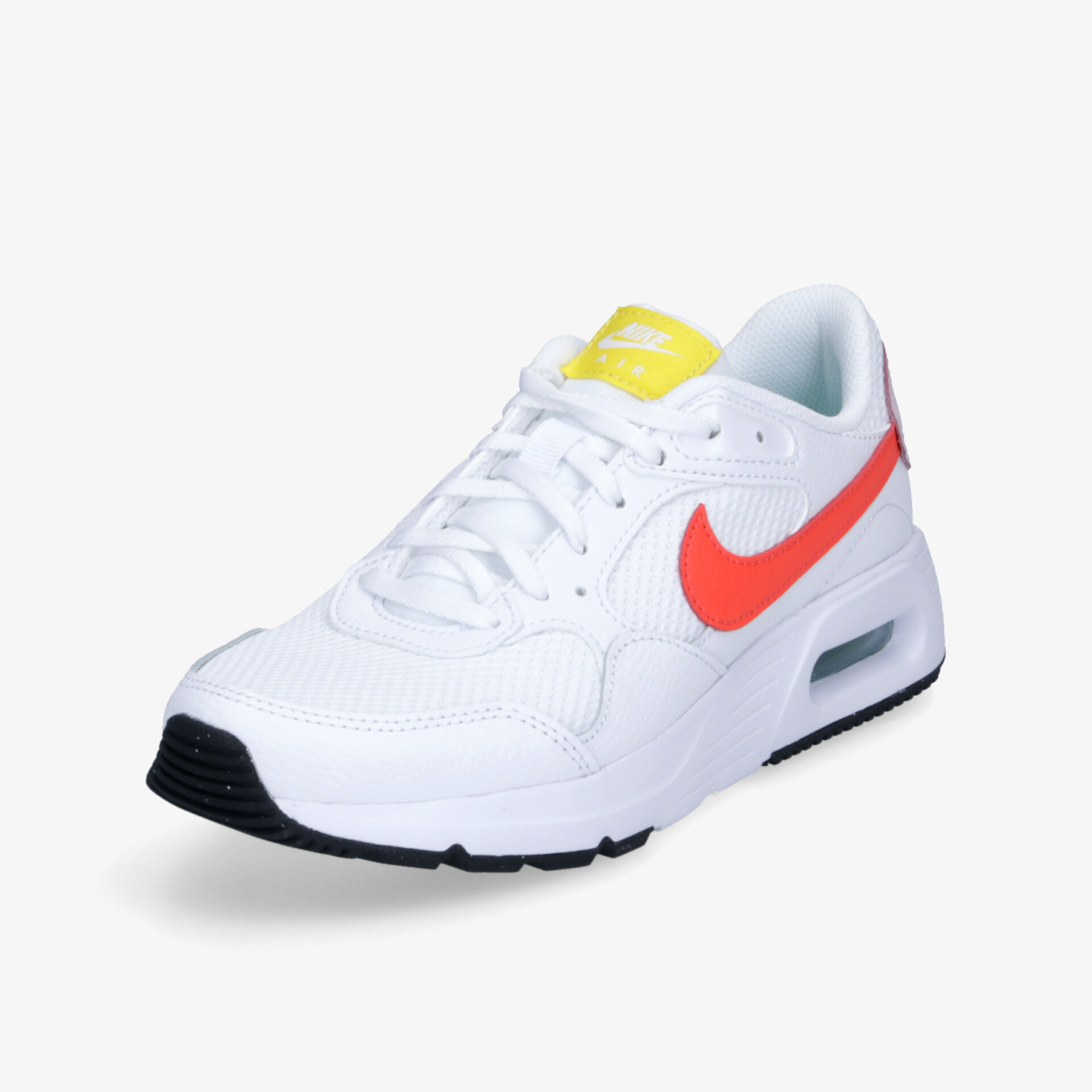 Moderner weißer Sportschuh mit rotem Nike-Swoosh, komfortabel, leicht und stoßdämpfend für optimalen Halt