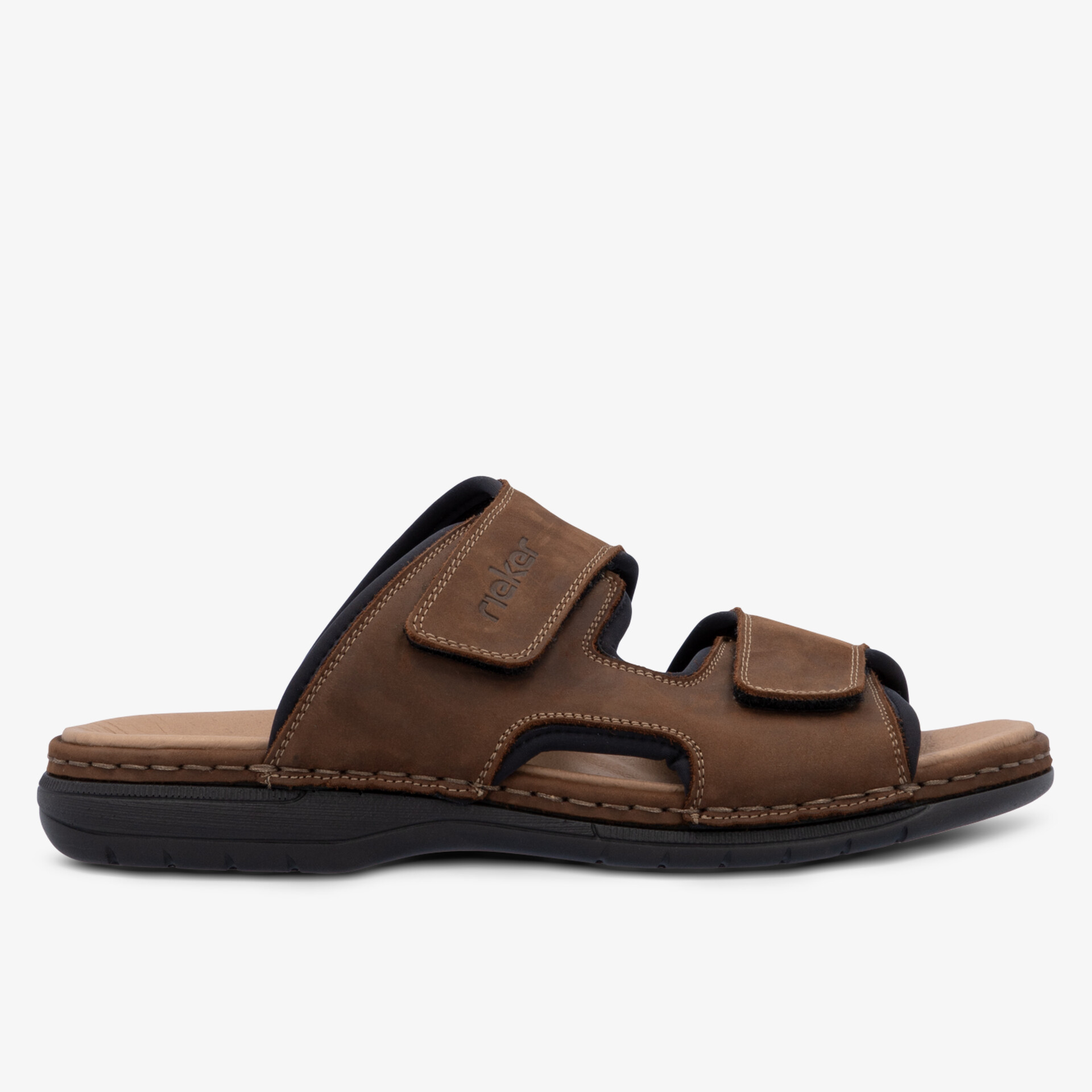 Bequeme braune Ledersandale mit verstellbaren Klettverschlüssen und leichter, rutschfester Sohle