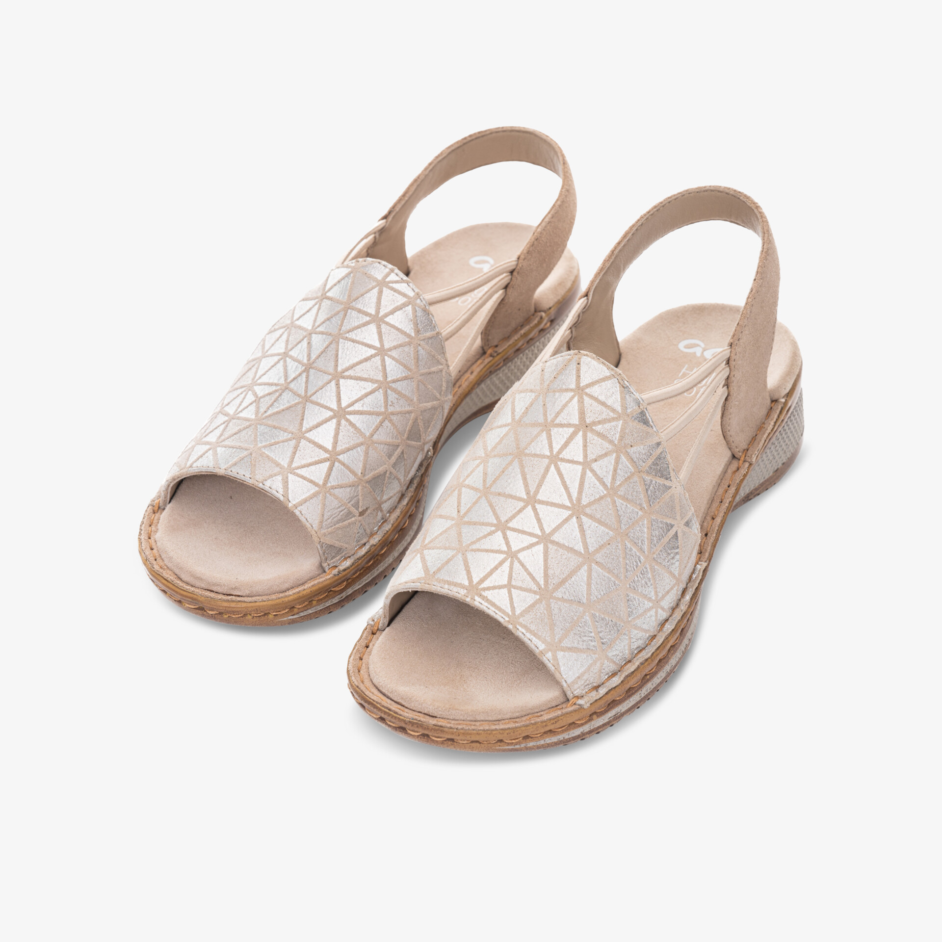 Beige Sandalen mit verstellbarem Riemen, gepolsterter Innensohle und rutschfester Sohle für hohen Tragekomfort