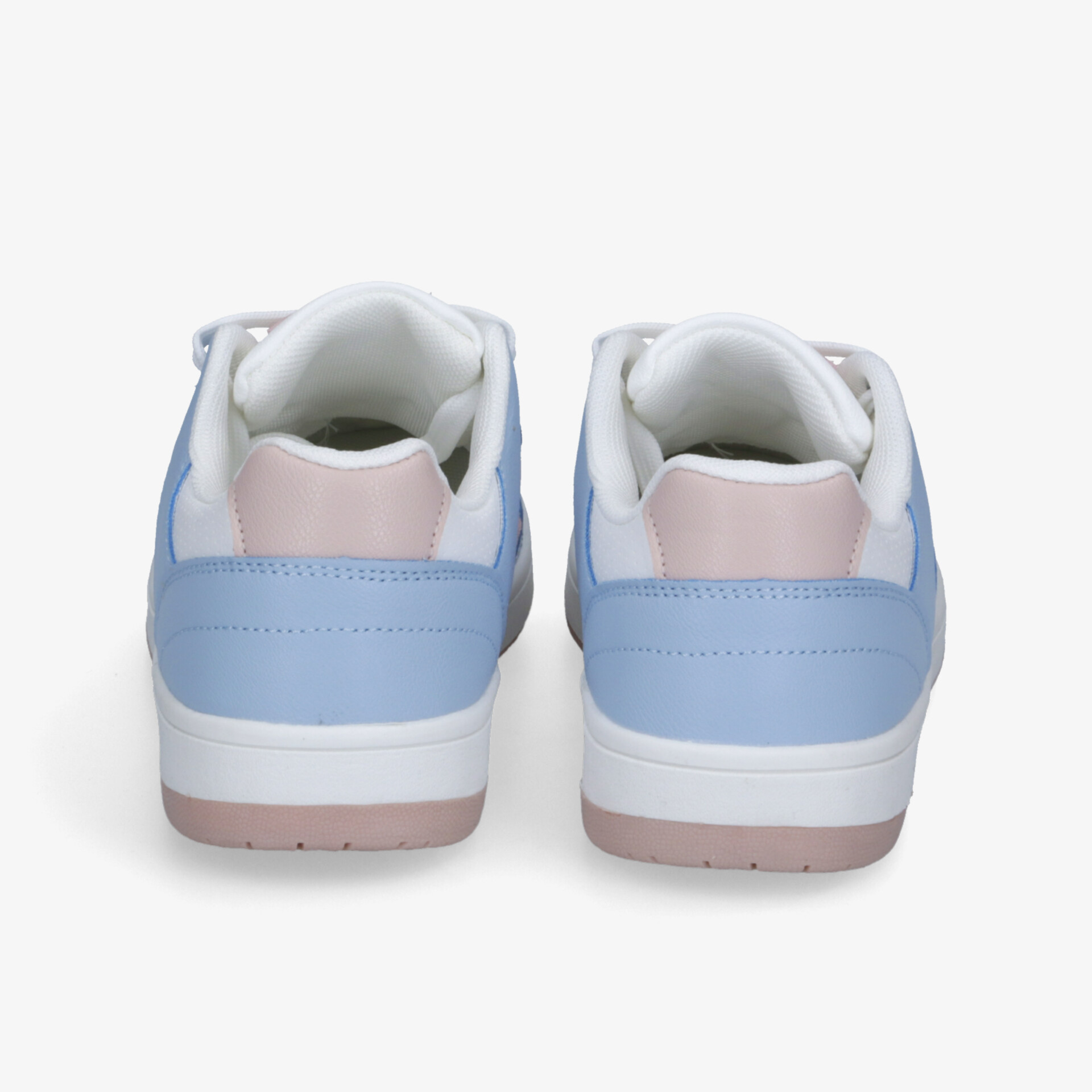 Bequeme Freizeitschuhe in Blau und Rosa mit gepolsterter Ferse und rutschfester Sohle, Rückansicht