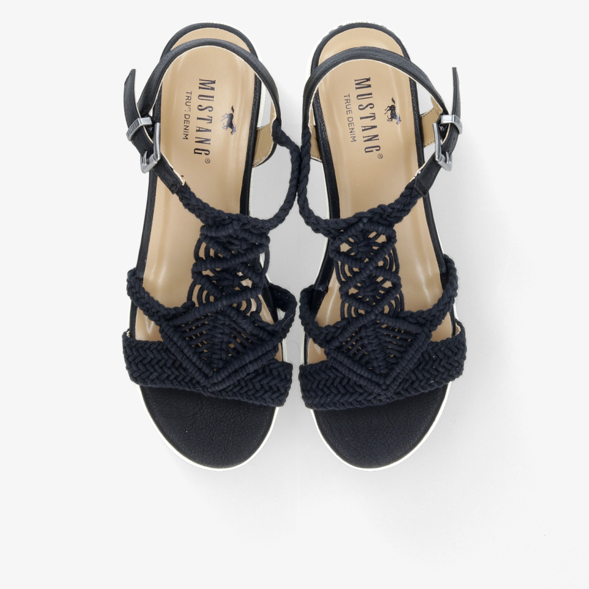 Schwarze Sandalen mit geflochtenem Design und spitz zulaufender Form, verstellbarer Riemen für optimalen Sitz