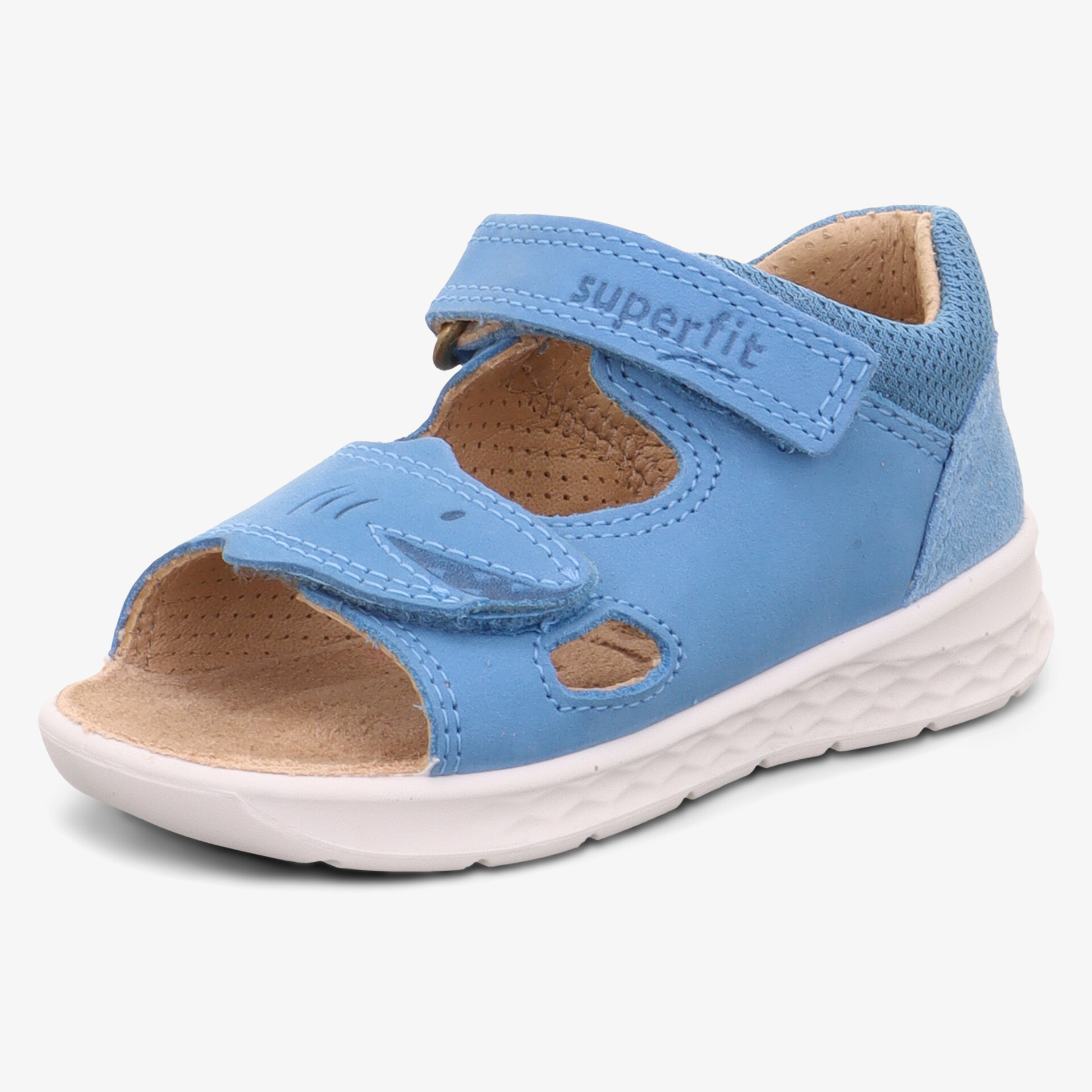 Blauer luftiger Sommerschuh mit verstellbarem Klettverschluss für bequemen Halt und optimale Atmungsaktivität