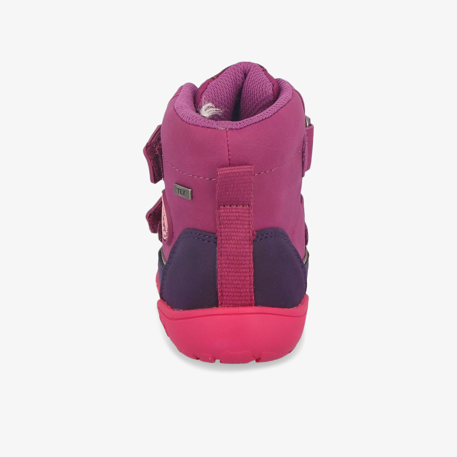 Robuster Schuh in kräftigem Pink mit bequemer Passform und praktischem Fersenriemen, Rückansicht