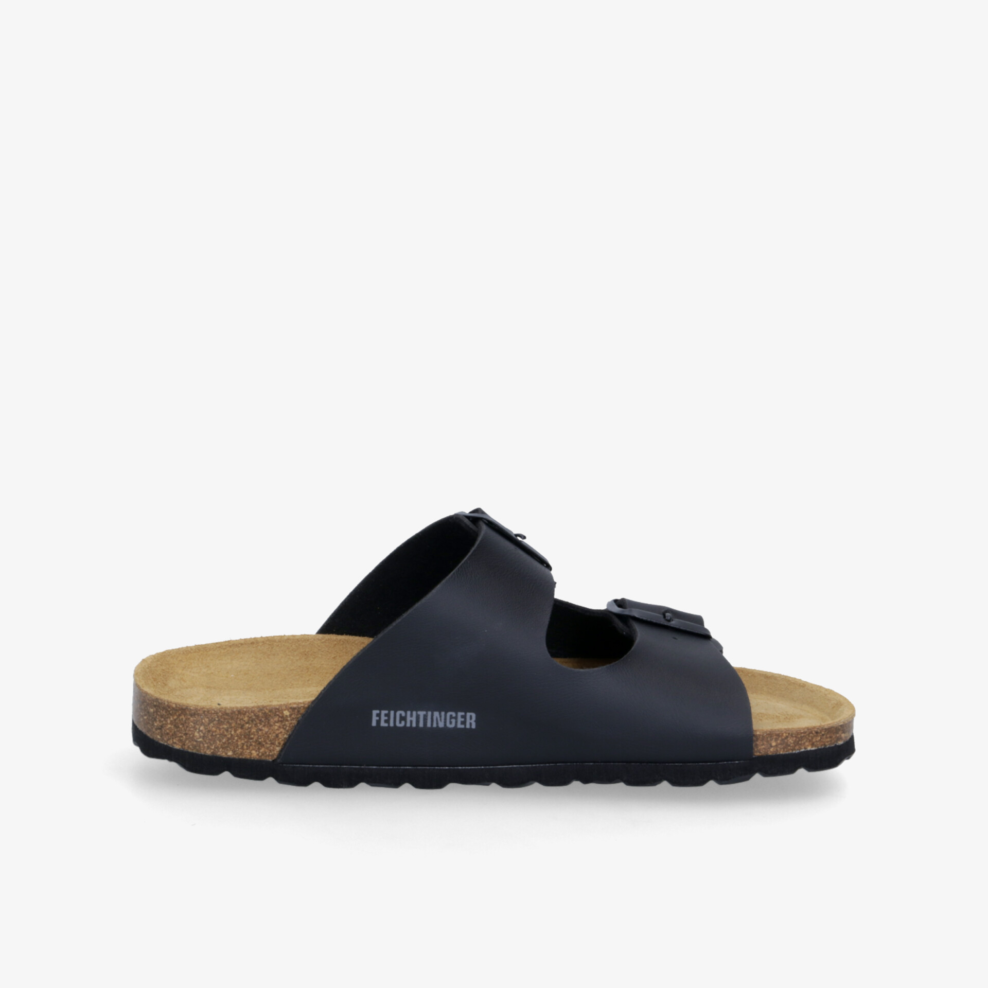 Schwarze Sandale mit verstellbaren Riemen und ergonomischer Fußbetten für maximalen Komfort.