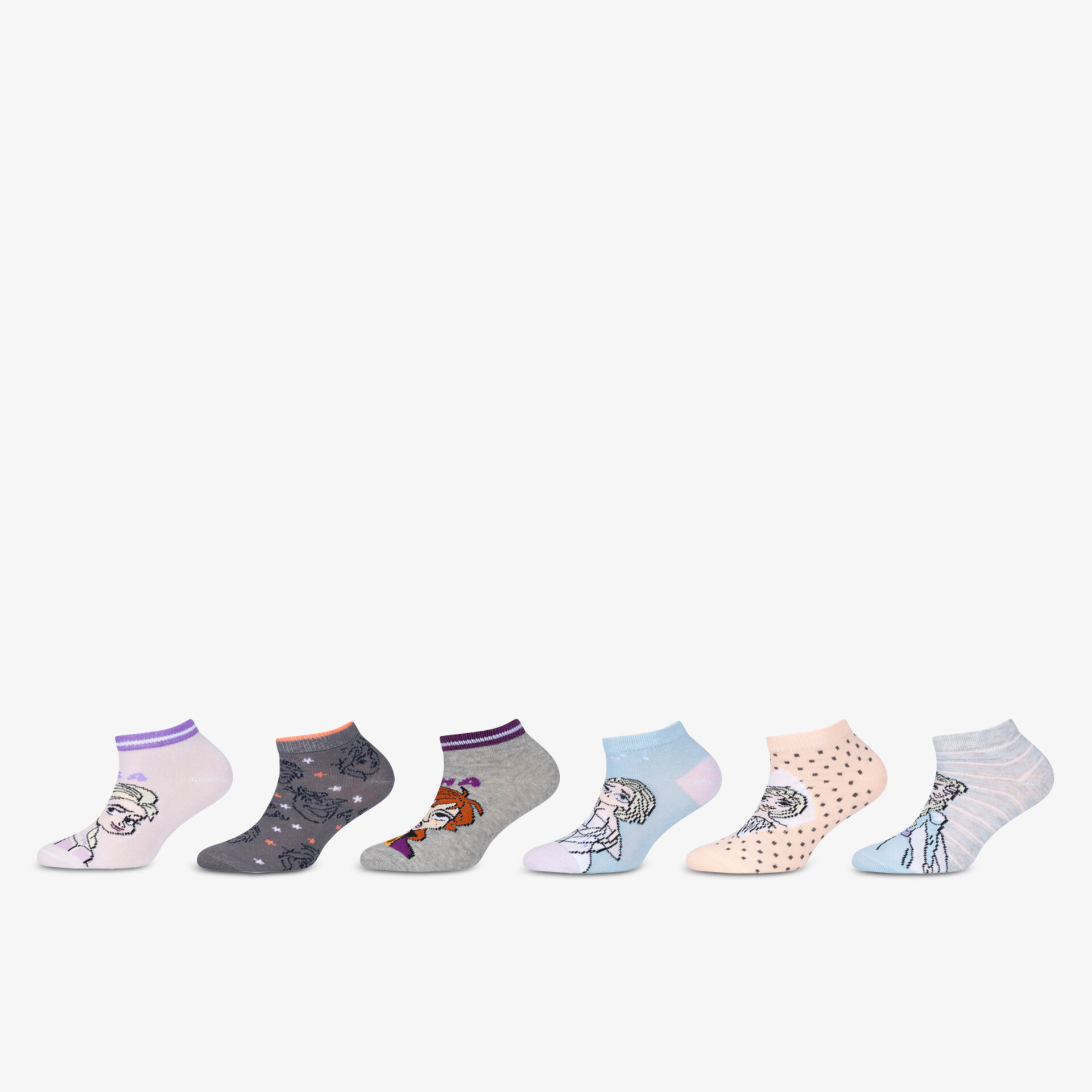 Sechs Paar farbenfrohe, gemusterte Füßlinge aus weicher Baumwolle mit angenehmer Passform