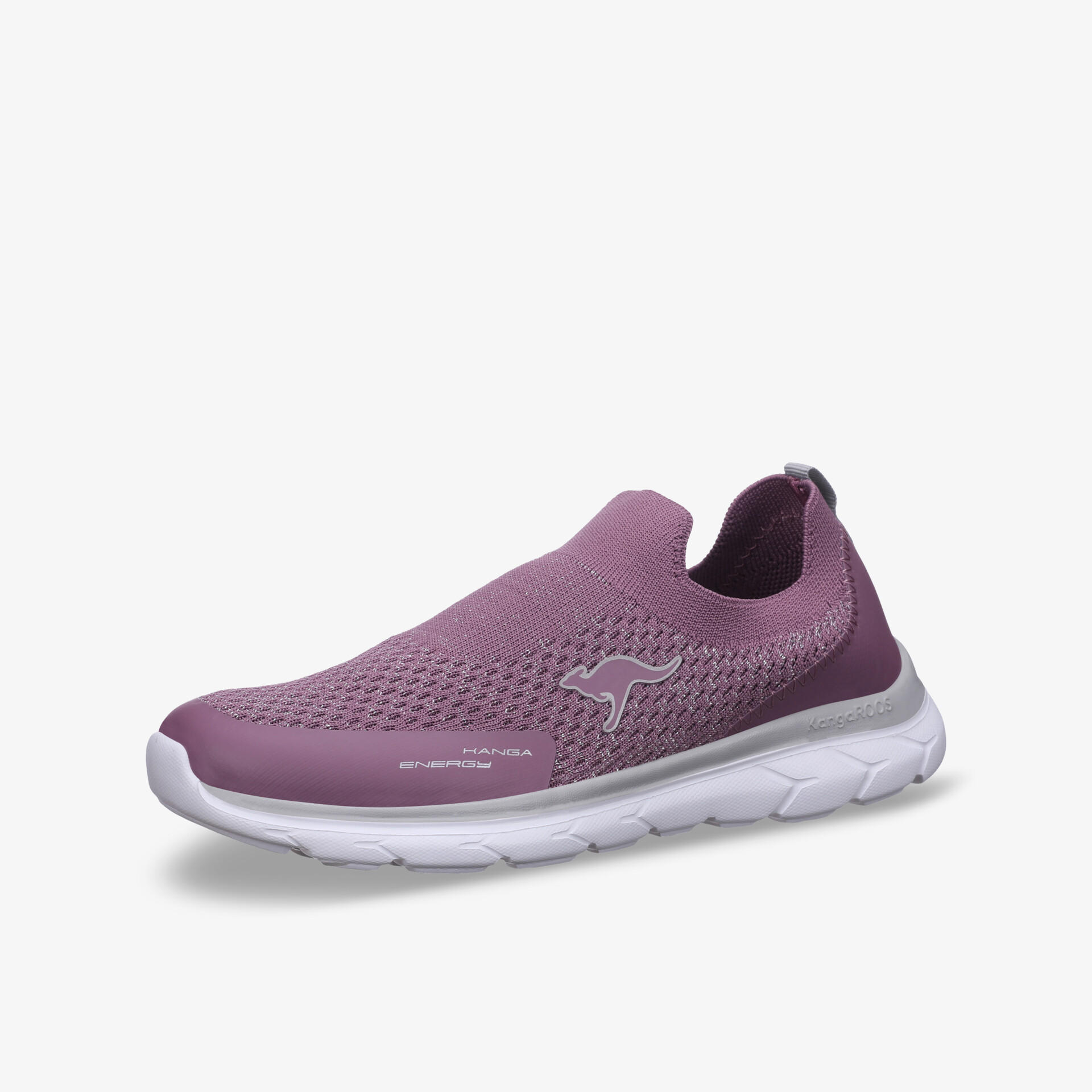 Leichter, violetter Sneaker mit atmungsaktivem Mesh-Obermaterial und flexibler, rutschfester Sohle.