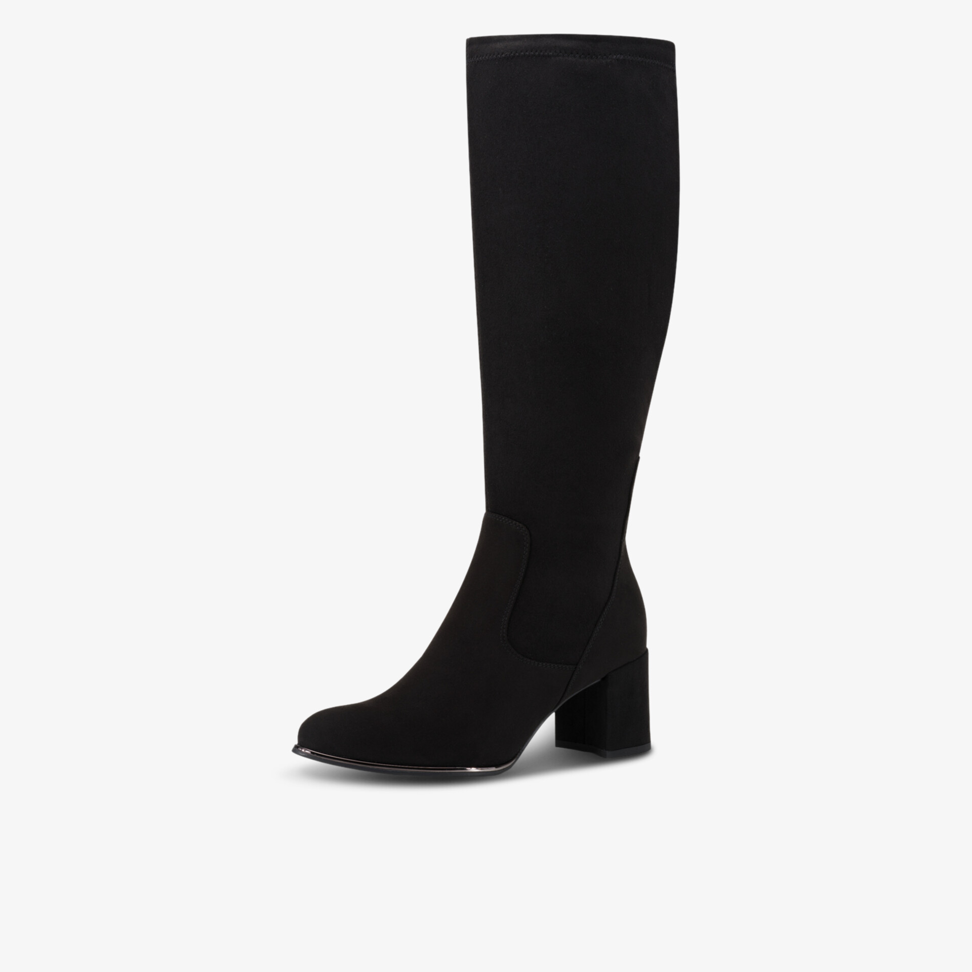 Eleganter schwarzer Stiefel mit hohem Absatz und klassischem Design für vielseitigen Einsatz