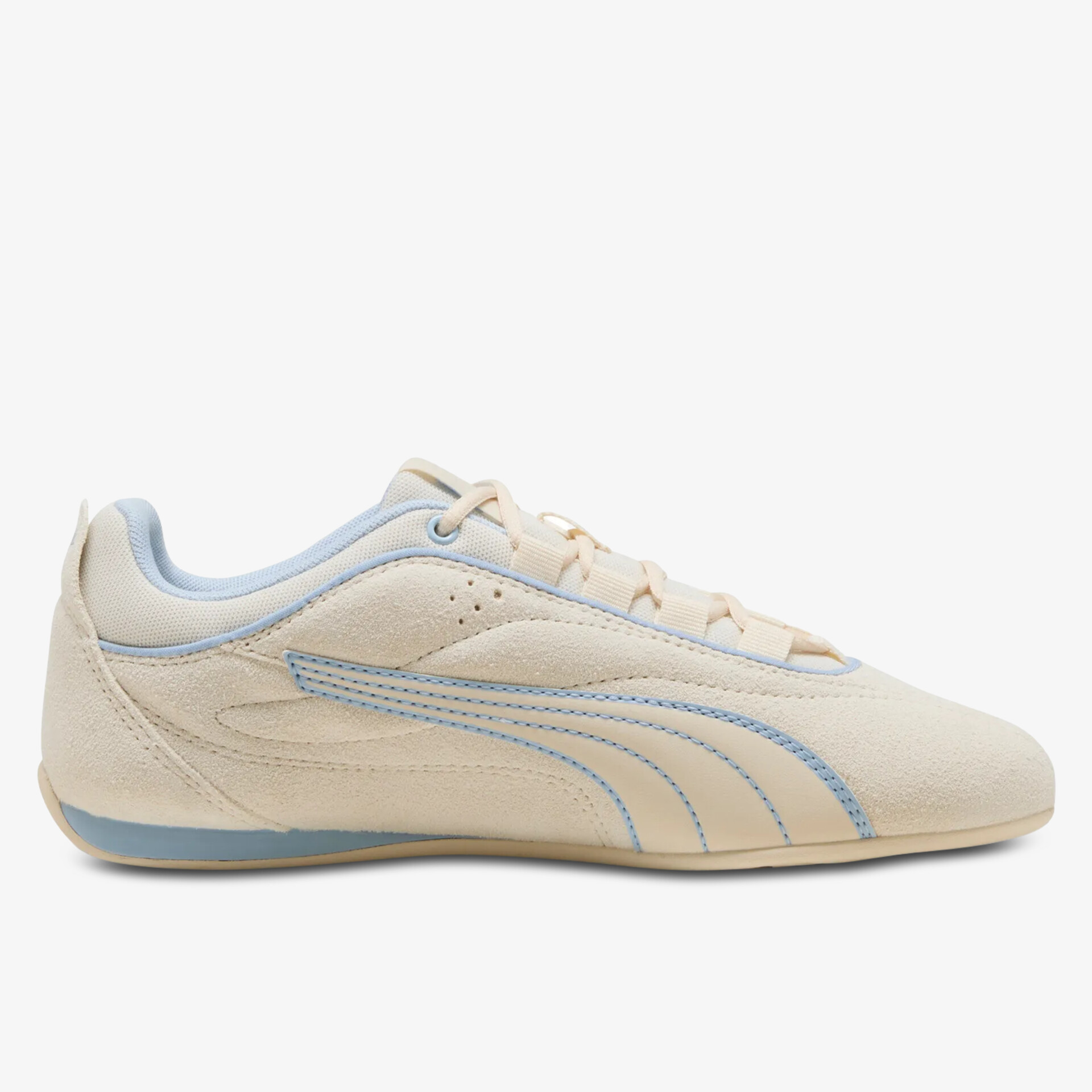 Seitliche Ansicht eines bequemen und leichten Sneaker mit atmungsaktivem Obermaterial und rutschfester Sohle