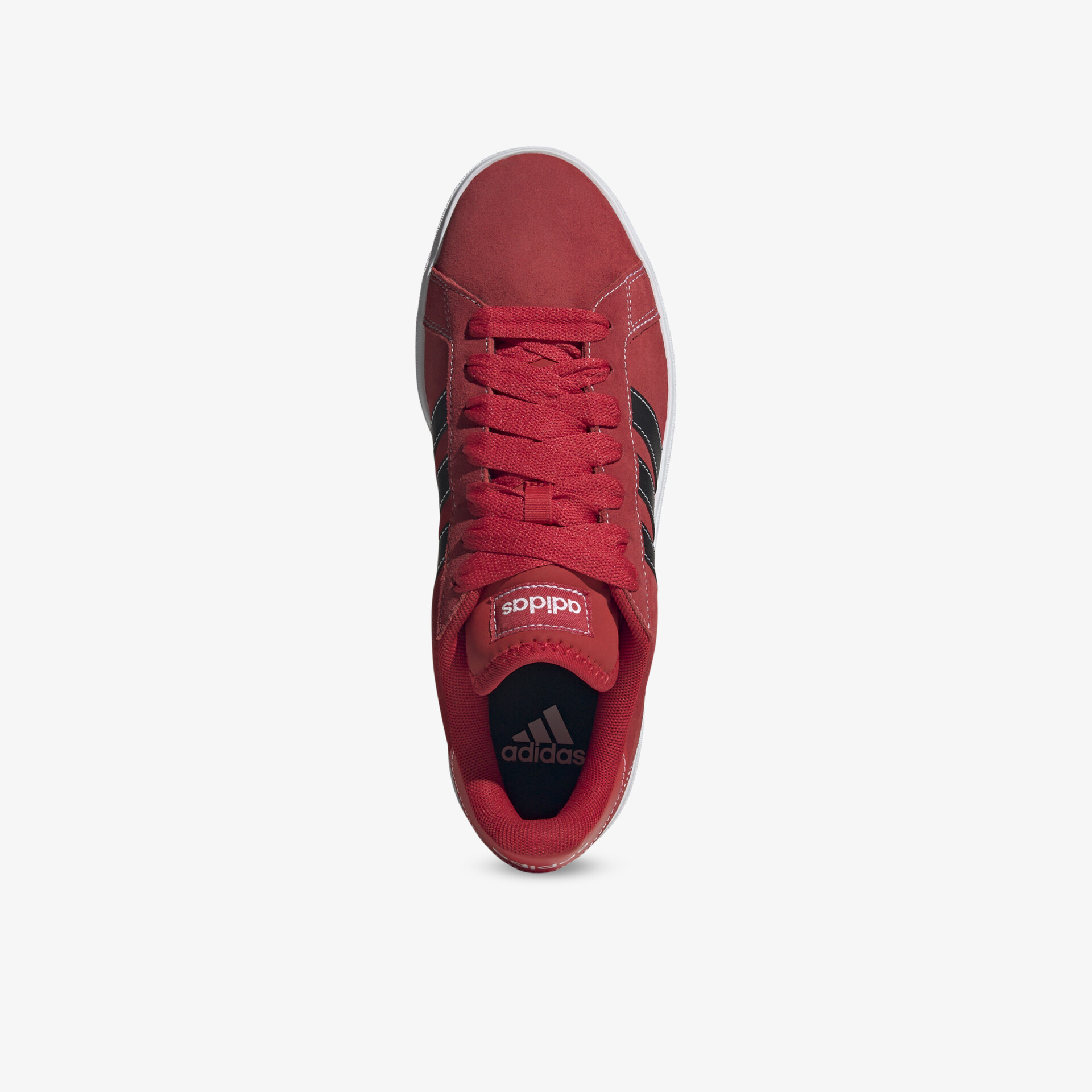 Moderner roter Sneaker aus langlebigem Material mit bequemer Passform und sportlichem Design, Draufsicht