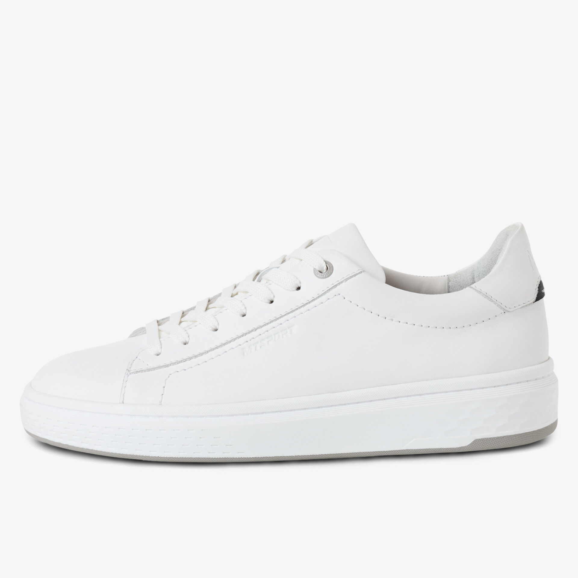 Moderner weißer Sneaker mit klarer, seitlicher Ansicht und schlichtem, minimalistischem Design