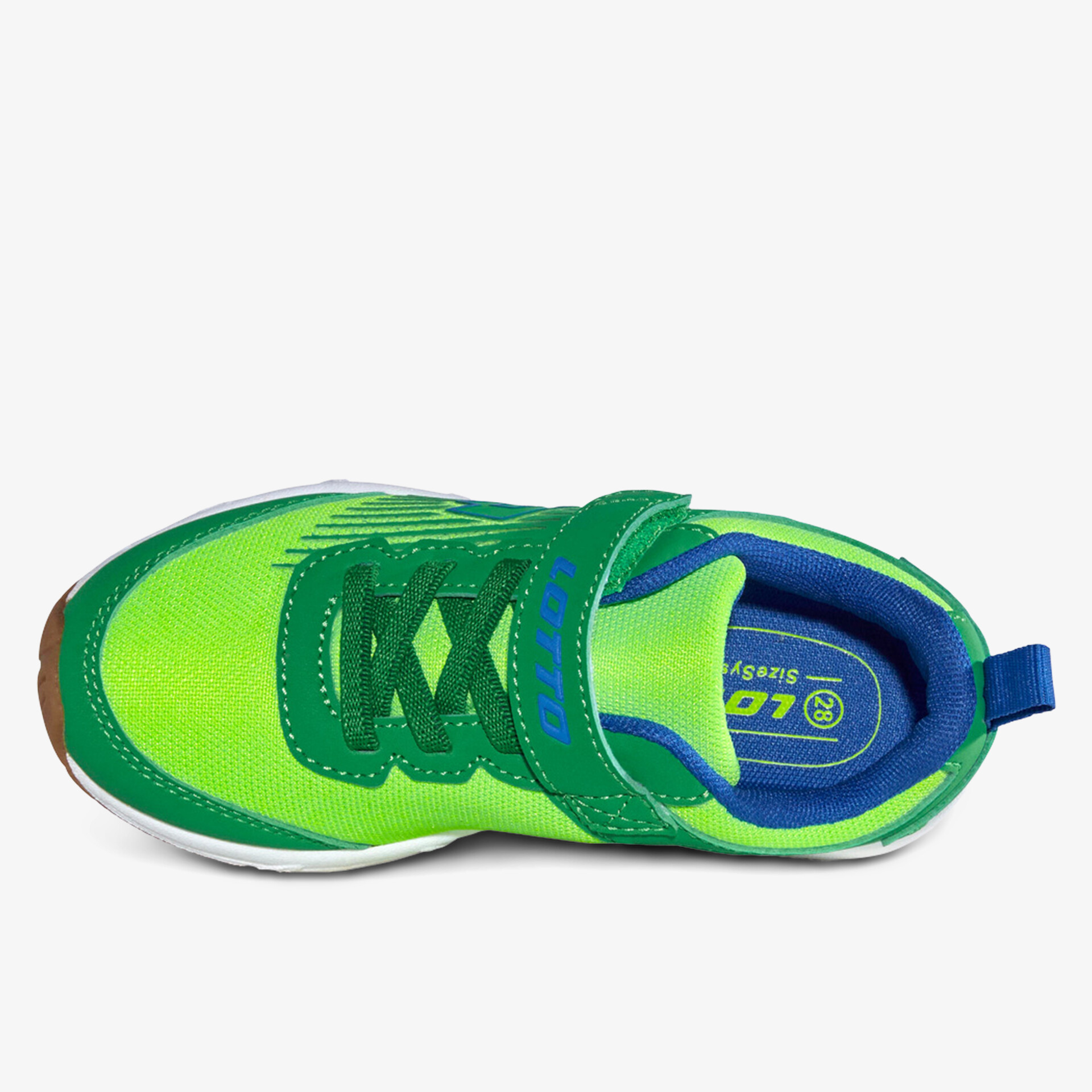 Leichter grüner Sneaker mit Klettverschluss und moderner Optik, ideal für sportliche Aktivitäten.