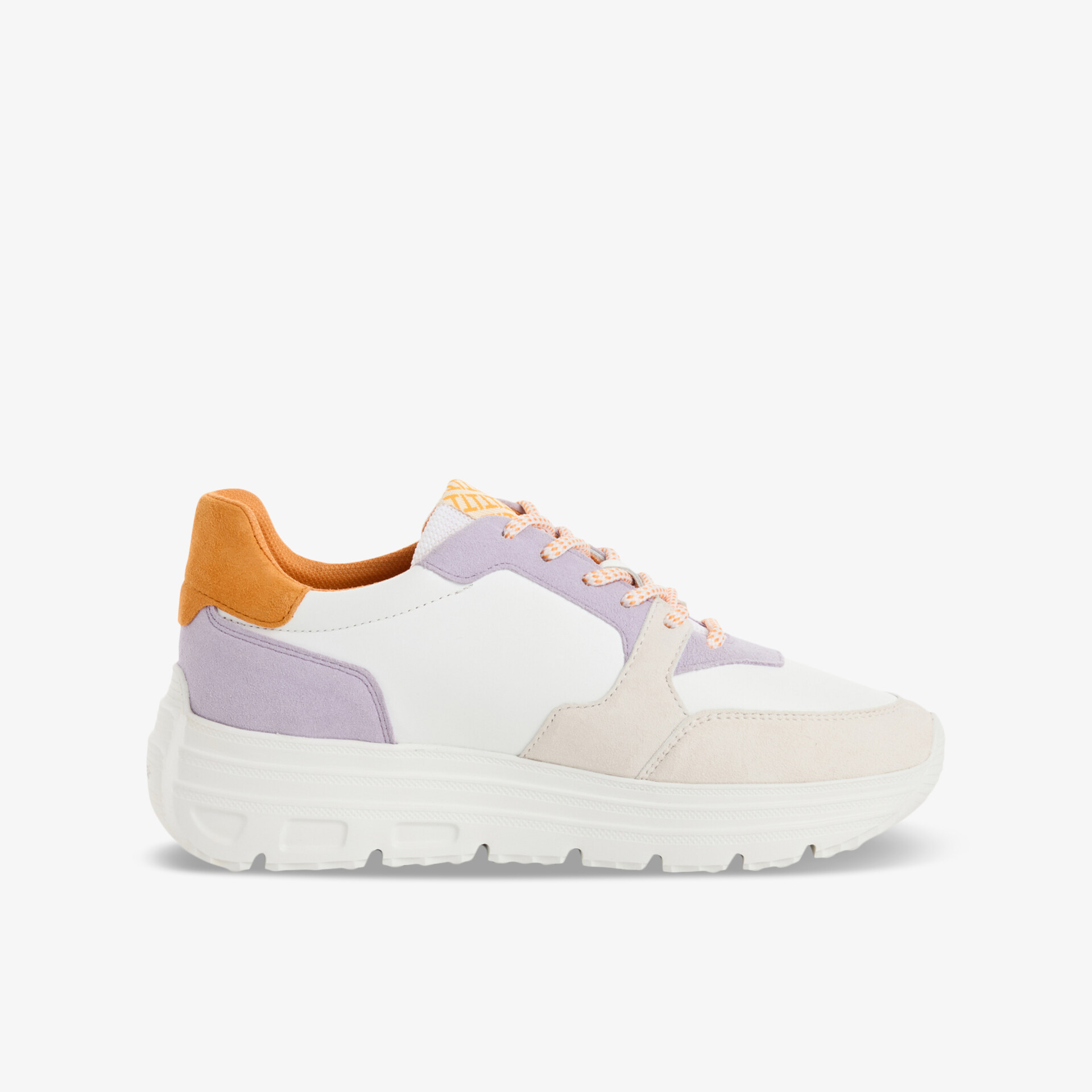 Moderner Sneaker mit bequemer Passform, atmungsaktivem Material und stoßdämpfender Sohle in Lila und Weiß