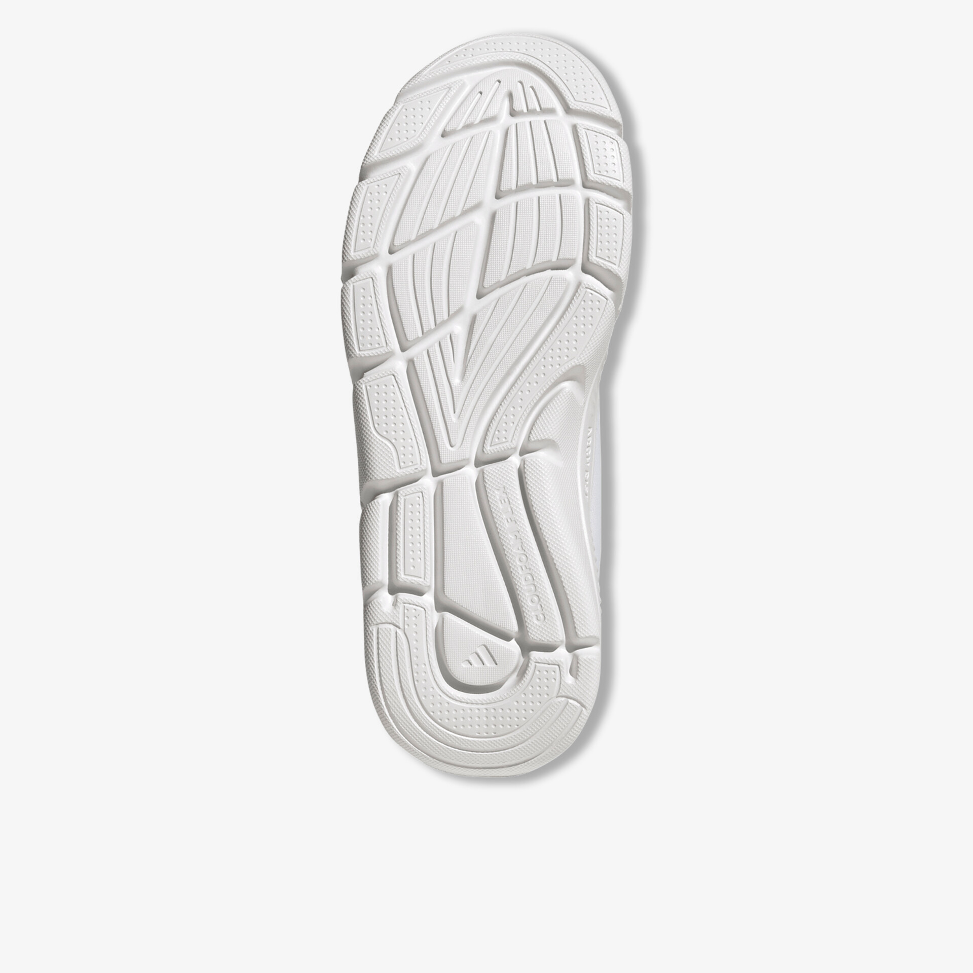 Weiße Schuhsohle mit flexiblen, rutschfesten Profilflächen für optimalen Halt und Komfort