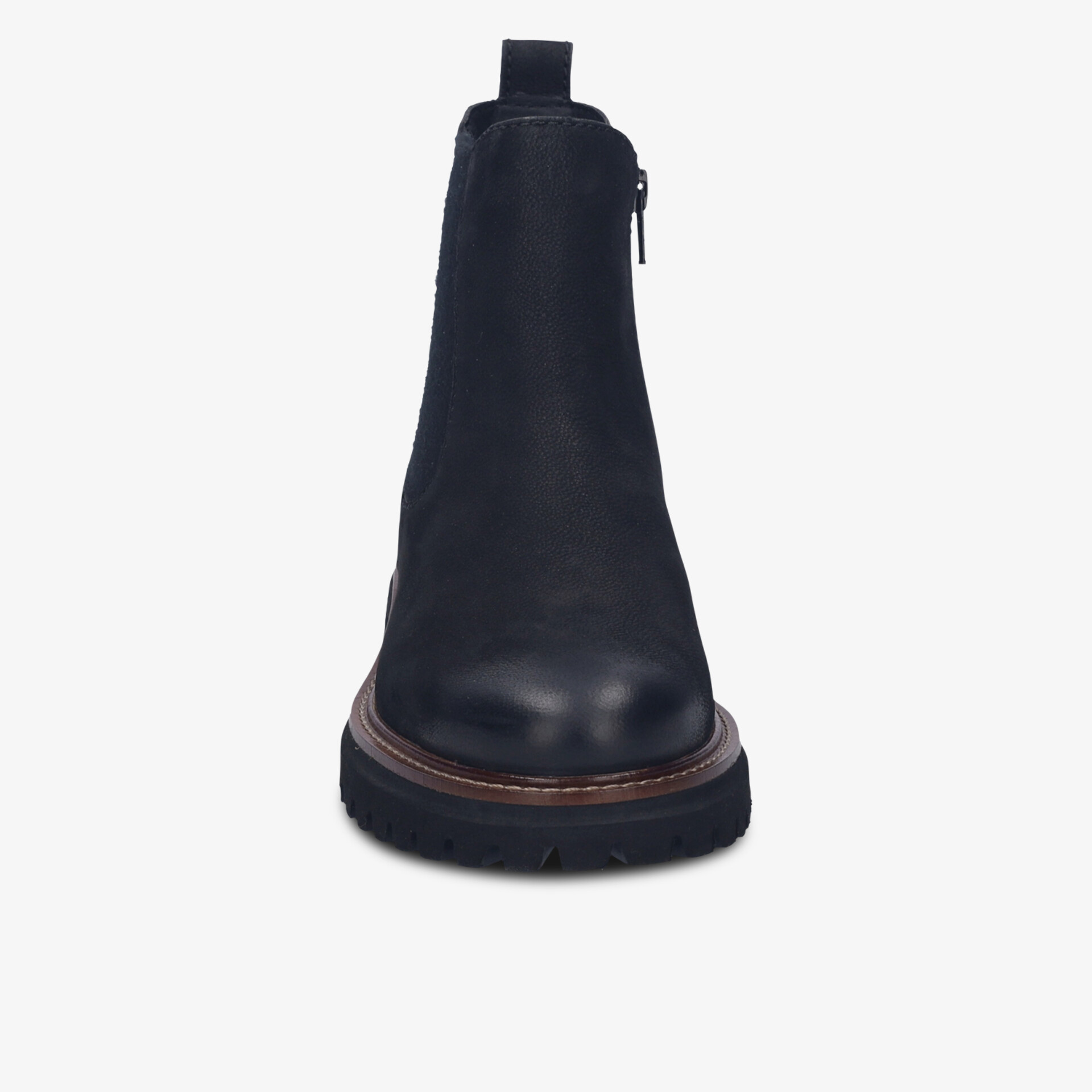 Schwarzer Chelsea Boot aus Leder mit komfortabler Gummisohle und modernem, schlichtem Design