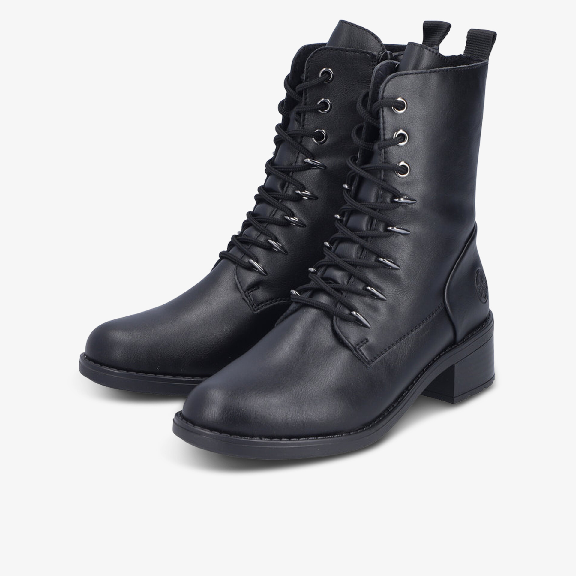 Schwarze Schnürstiefel mit robustem Absatz und Lederoptik, modisch und vielseitig kombinierbar