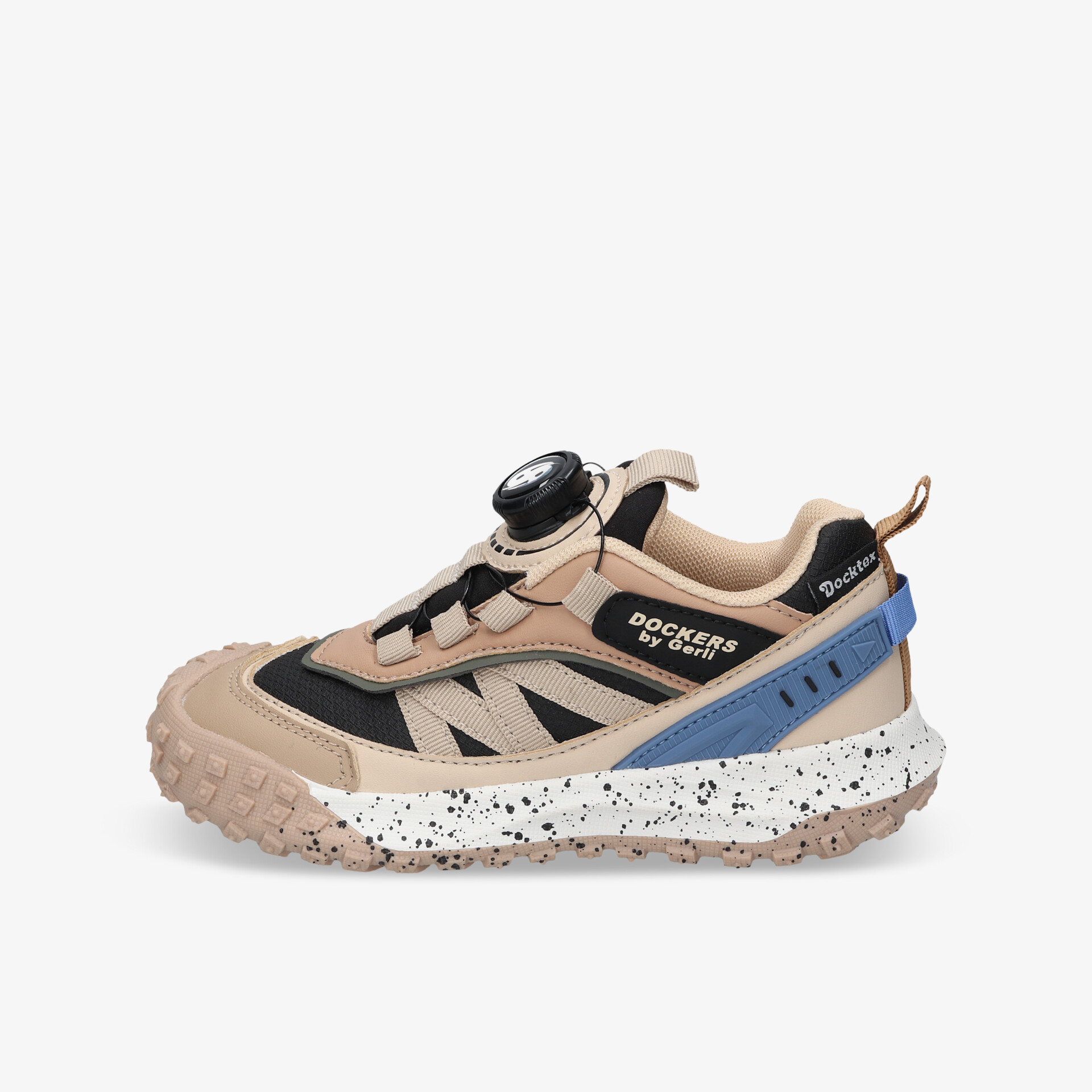 Moderner Sportschuh in Beige und Blau mit robustem, rutschfestem Profil und bequemem Schnellschnürsystem