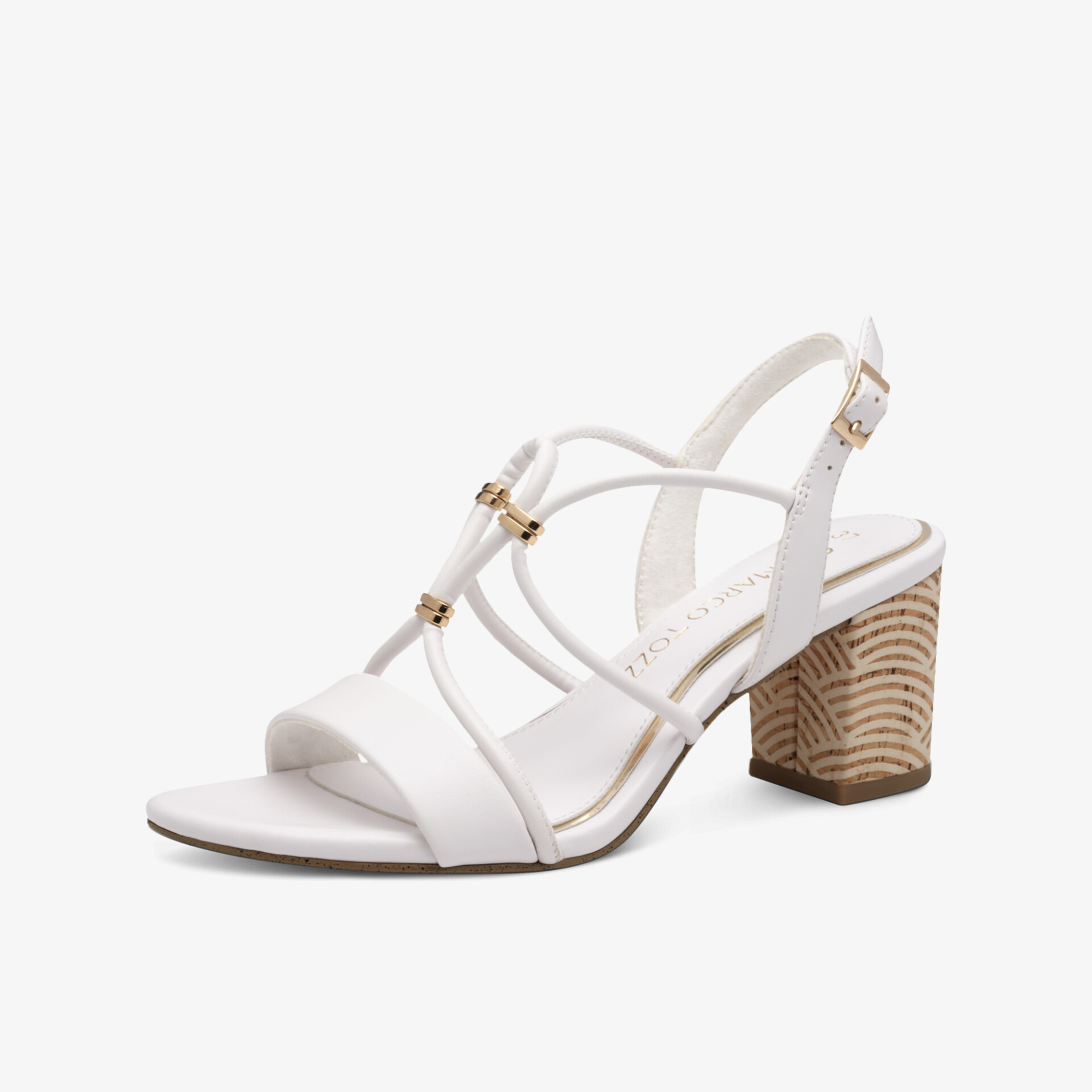 Elegante weiße Sandalette mit bequemen Blockabsatz und verstellbarem Riemen für stilvollen Sommer-Look