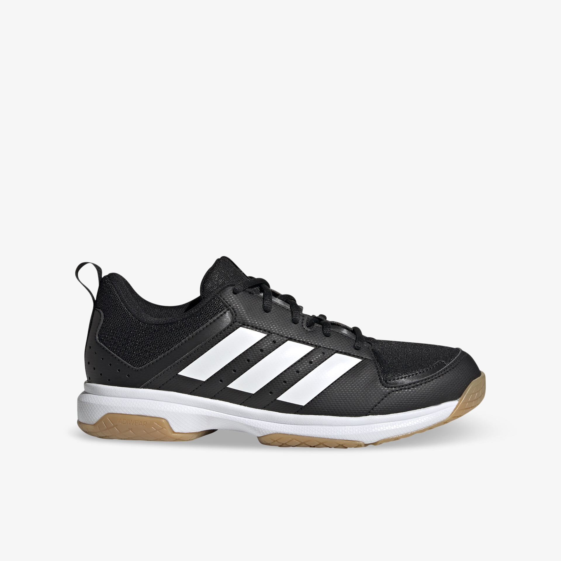 Moderner, sportlicher Sneaker in Schwarz mit markanten weißen Streifen und rutschfester Sohle.