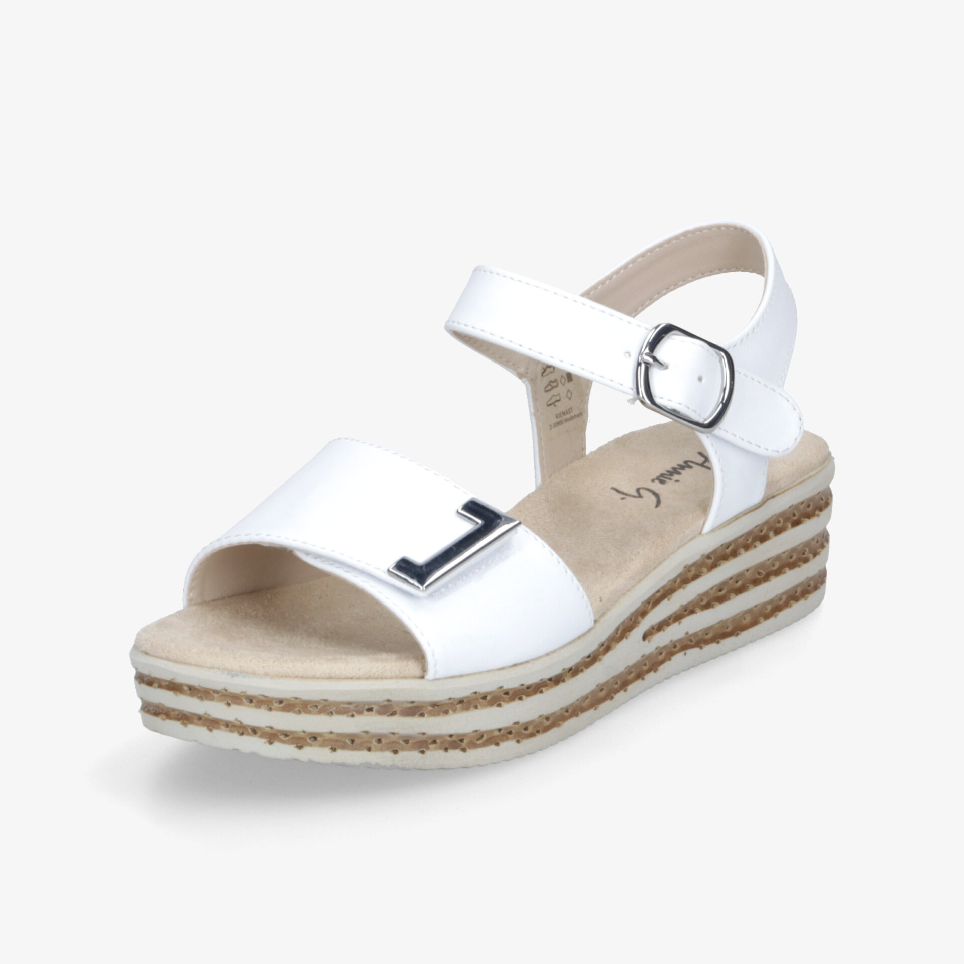 Weiße Sandalette mit Keilabsatz und verstellbarem Riemen für leichten, komfortablen und modischen Sommerlook