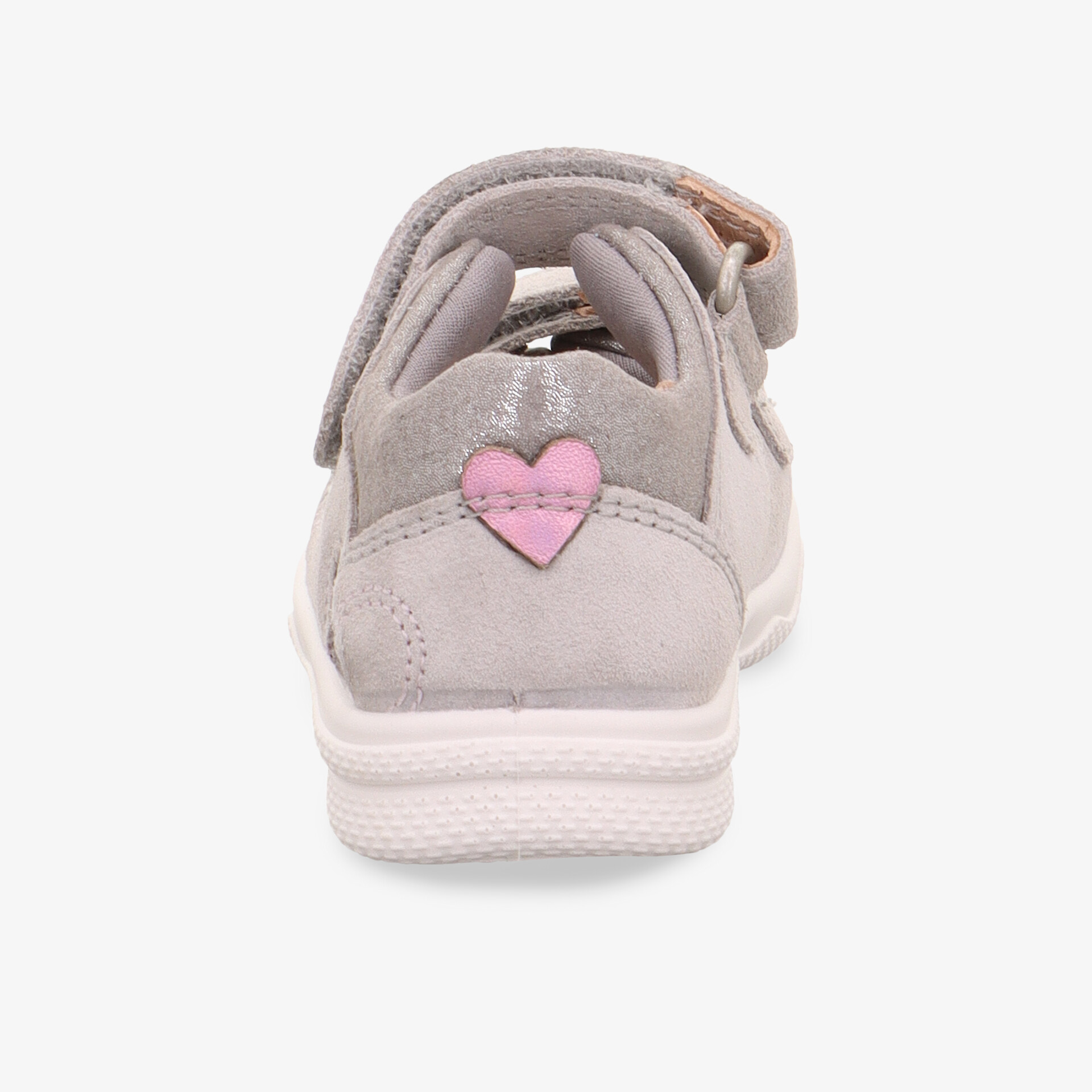 Rückansicht eines weichen Velours Sneakers mit herziger Applikation und gepolsterter Ferse für optimalen Tragekomfort