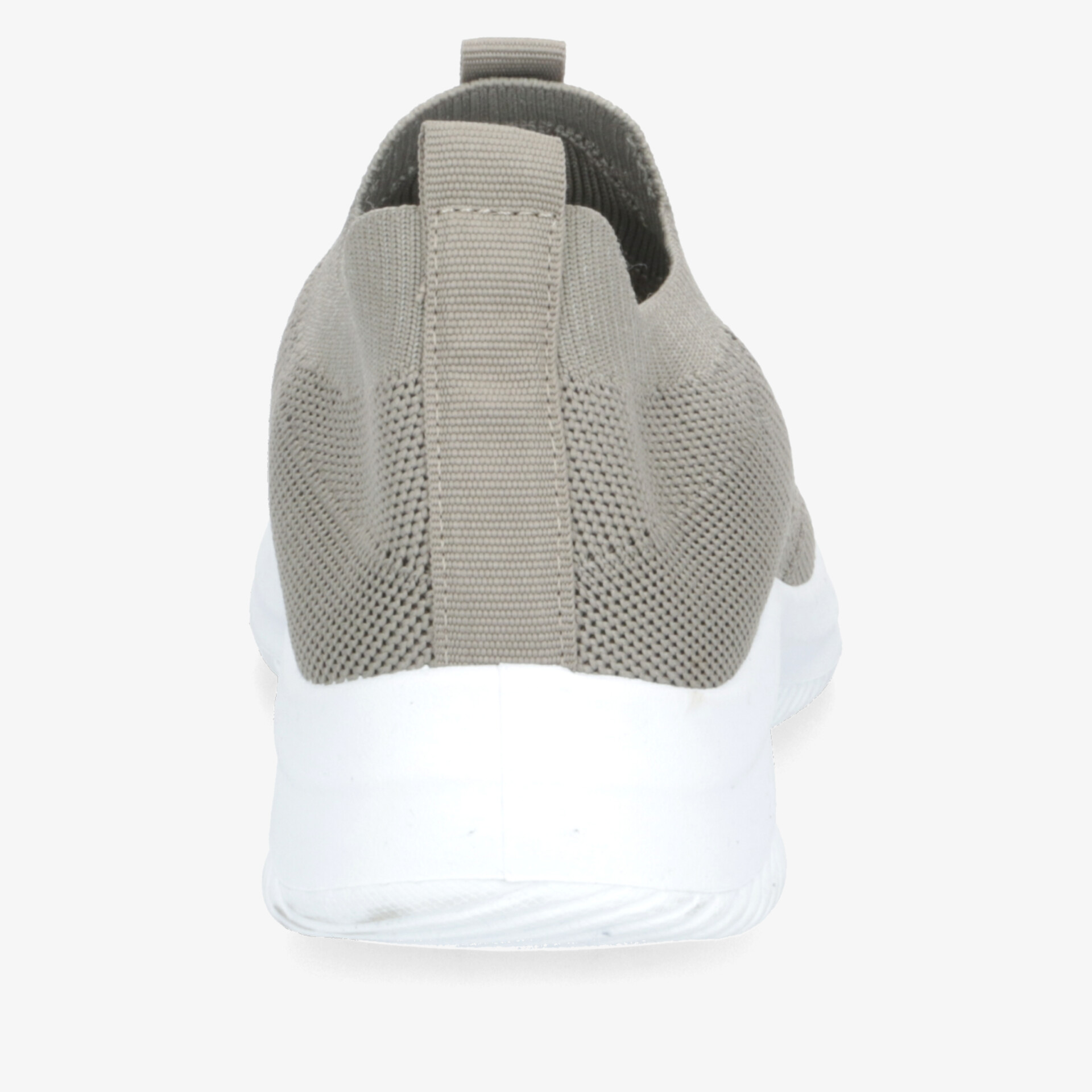 Rückansicht eines atmungsaktiven, leichten Sneakers mit flexibler Passform und rutschfester weißer Sohle