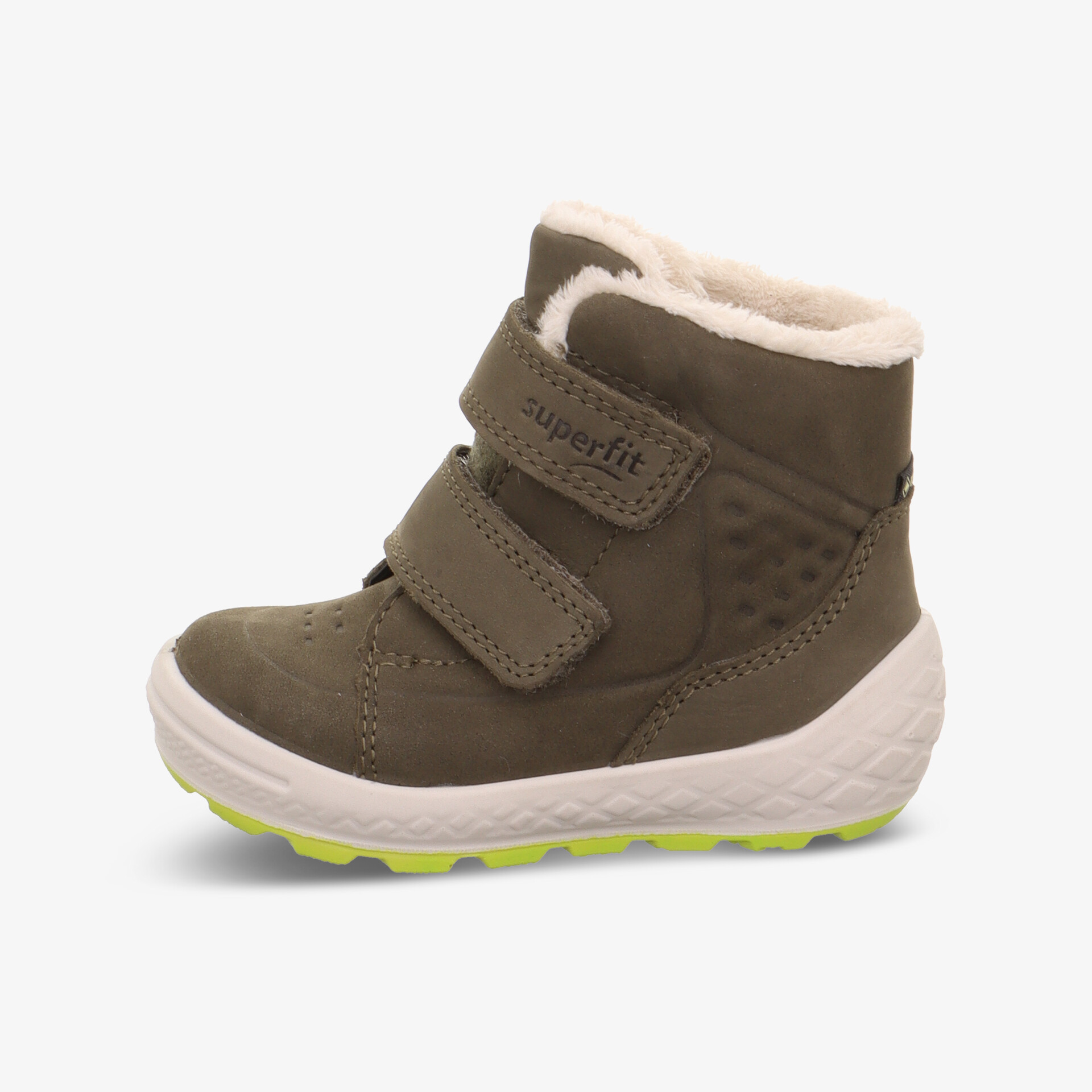 Warmer robuster Kinder Winterschuh in Braun mit doppeltem Klettverschluss und rutschfester flexible Sohle