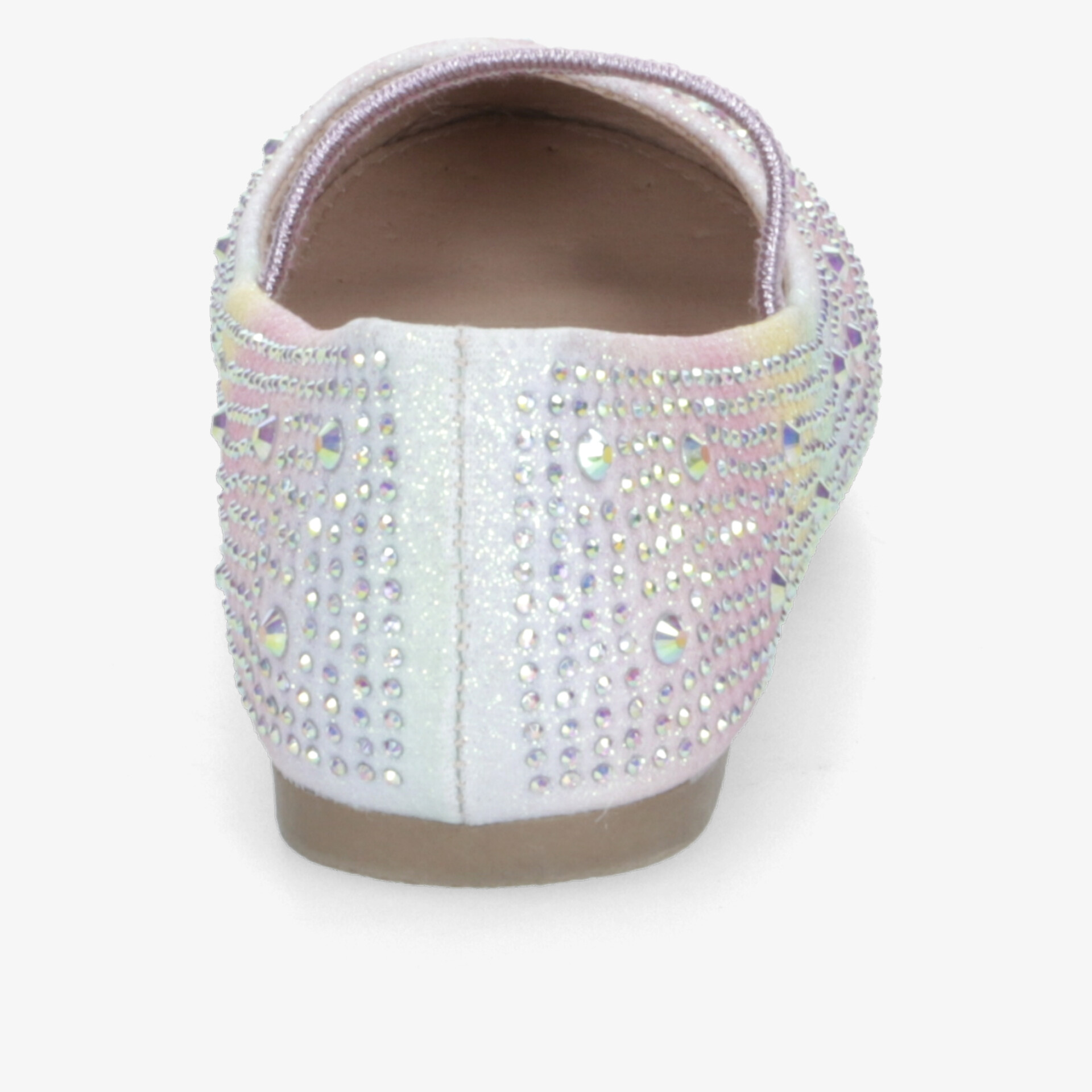 Schimmernde Glitzerschuhe in Regenbogenfarben mit funkelnden Verzierungen, ideal für trendbewusste Anlässe.