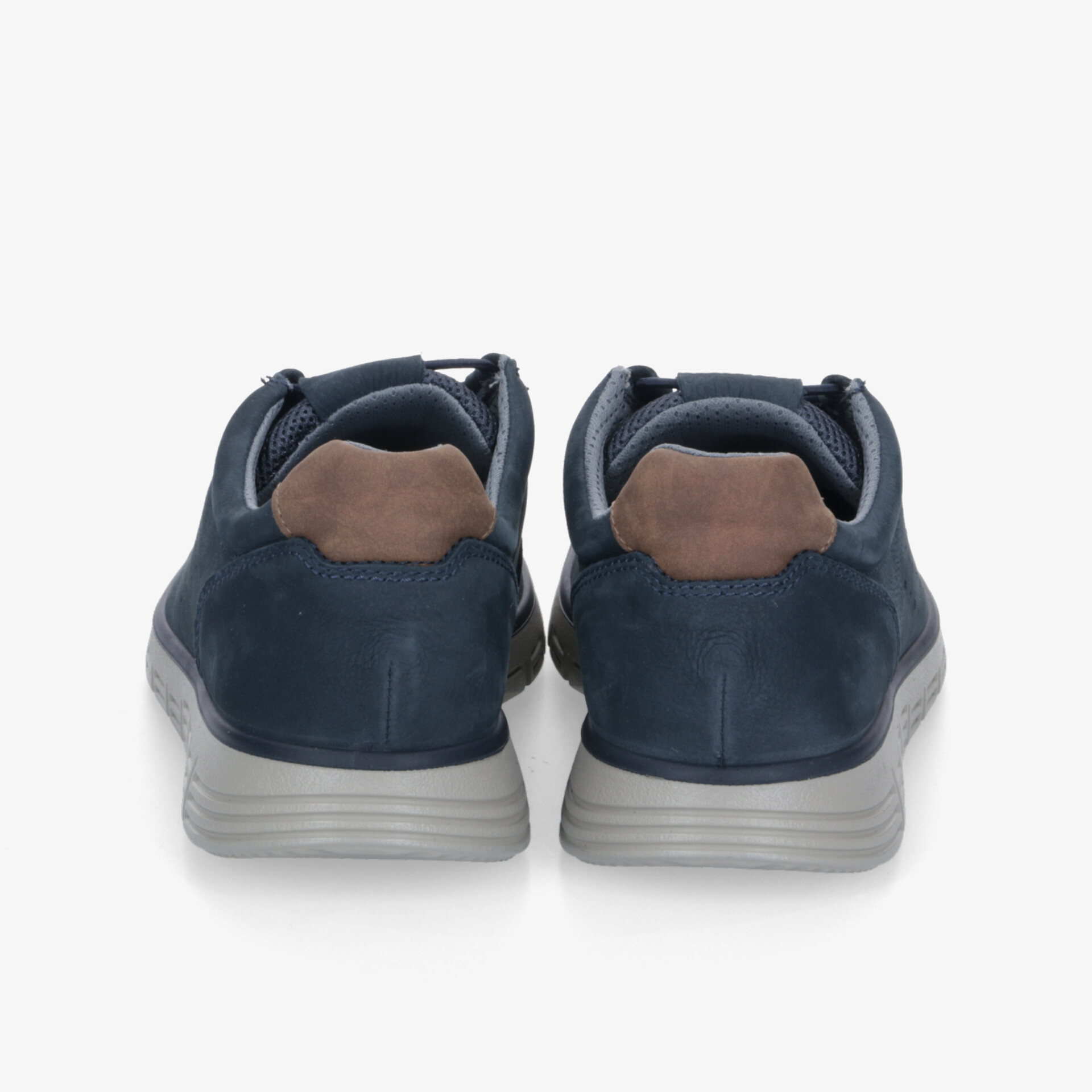 Robuste und komfortable Schuhe in Blau mit grauer Sohle, gepolstert für optimalen Tragekomfort, Rückansicht