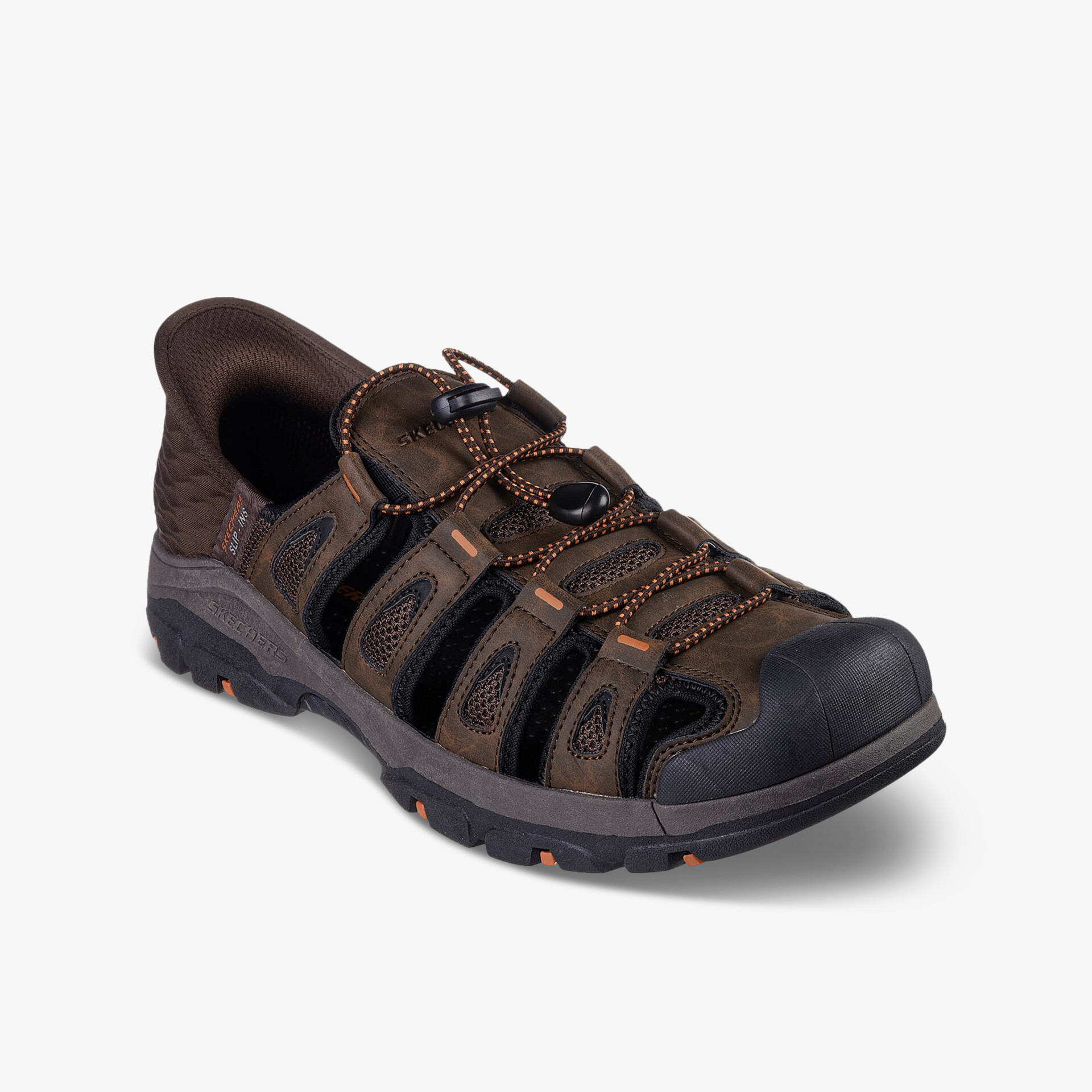 Sportlicher brauner Wanderschuh mit schnellverschluss, rutschfester Sohle und bequemer, flexibler Passform