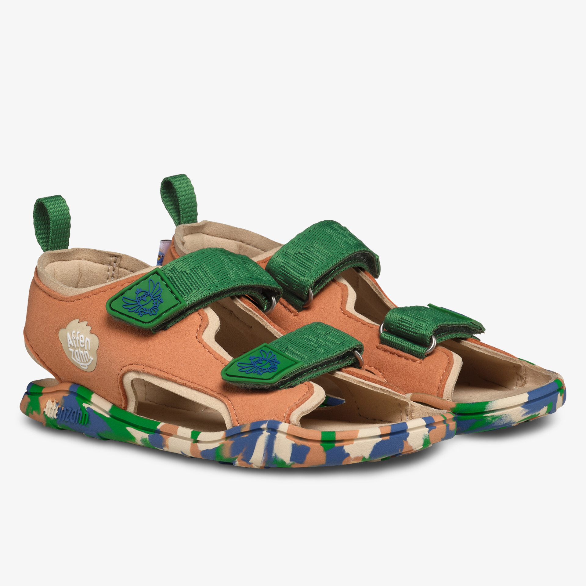 Modische Sandalen mit Klettverschluss und bunter Sohle für optimalen Halt.