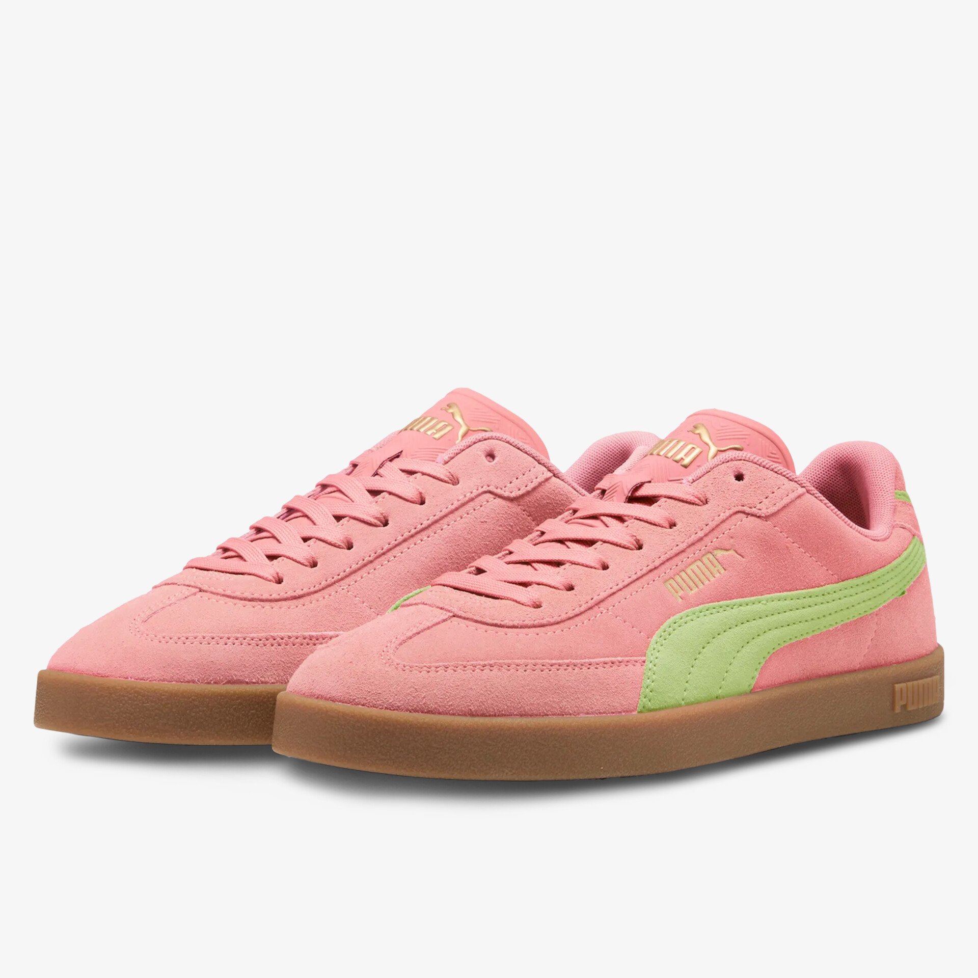Sportliche pink-grüne Sneaker mit flacher Sohle und klassischer Schnürung, ideal für den Alltag