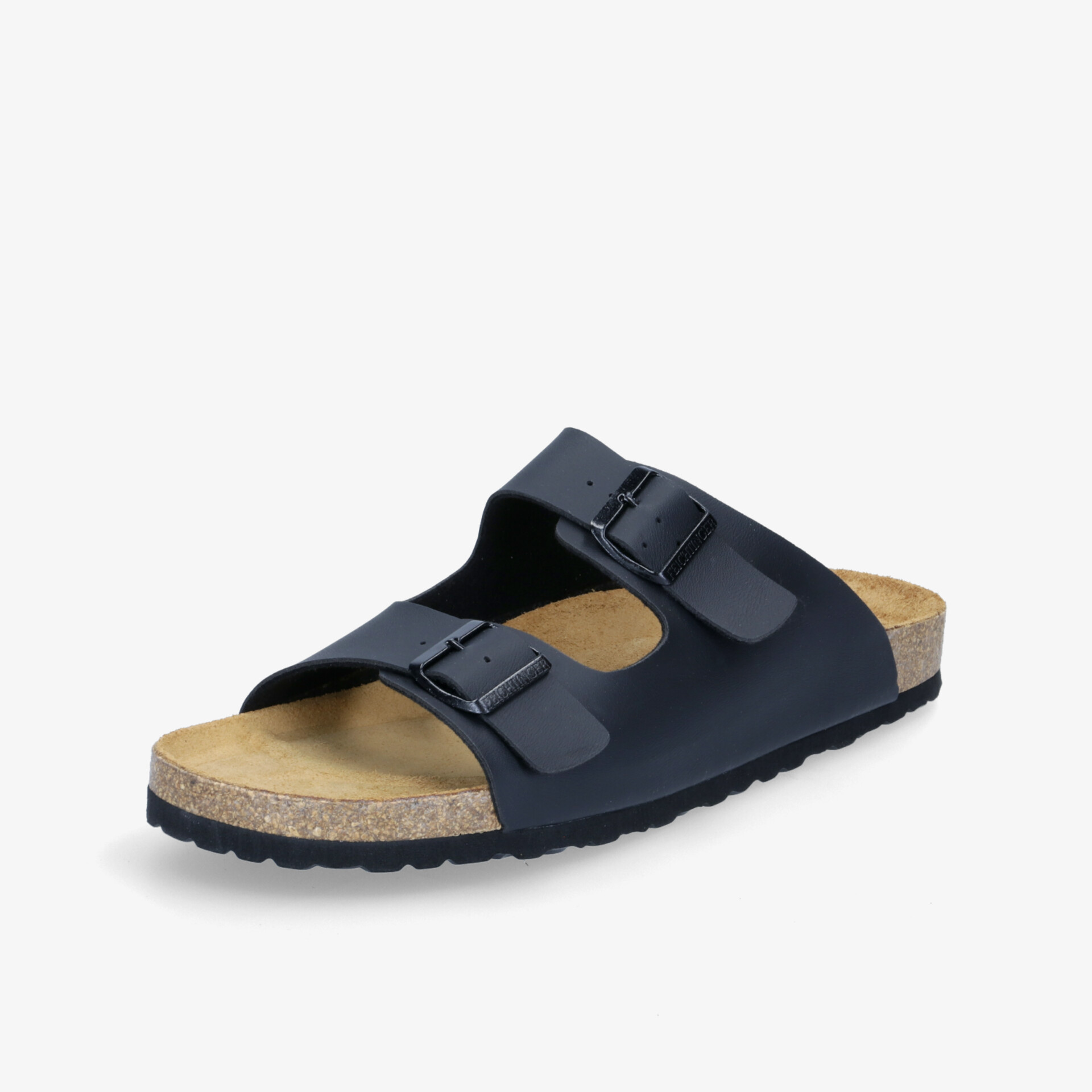 Bequeme und stilvolle dunkelblaue Sandale mit ergonomisch geformtem Fußbett und verstellbaren Riemen.