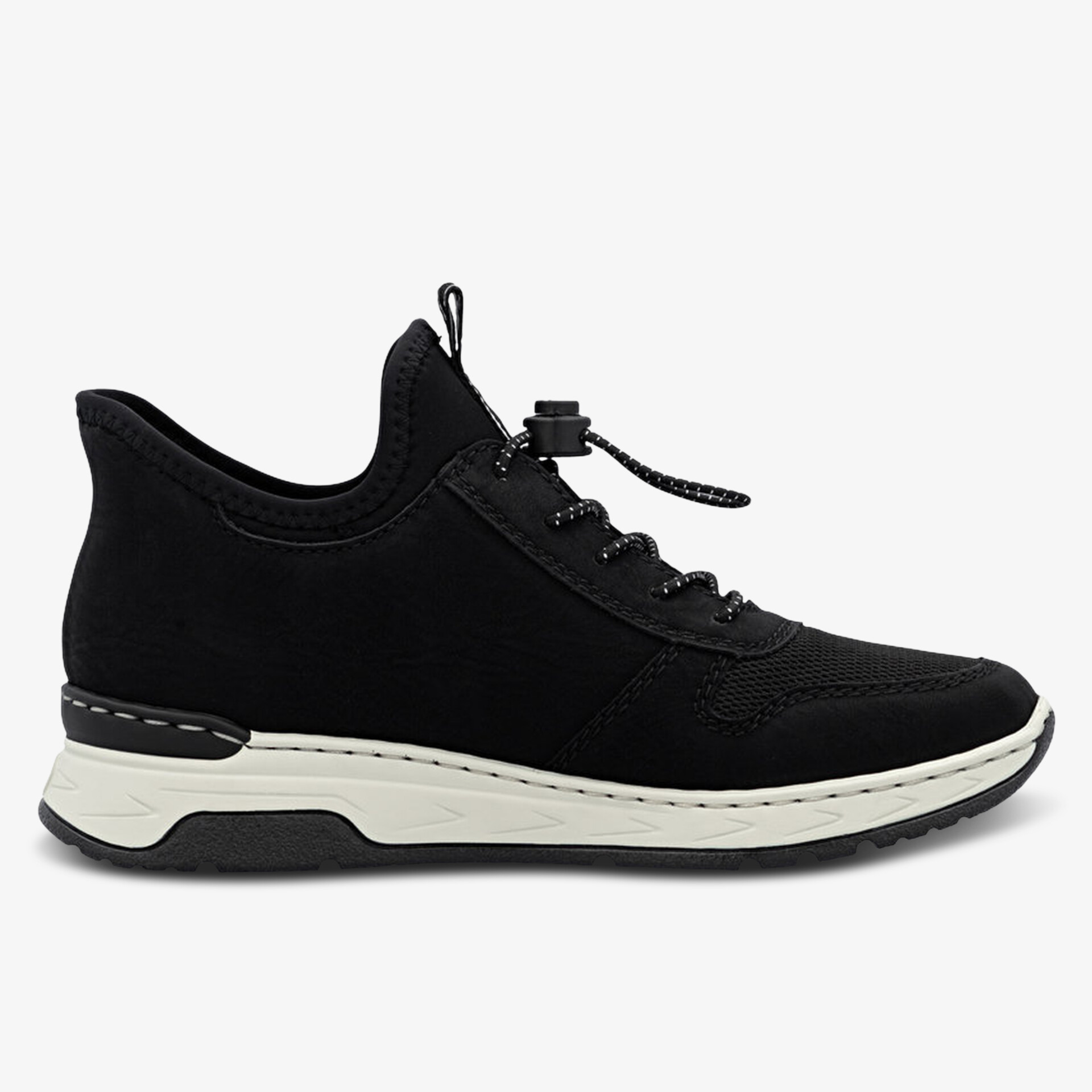 Moderner leichter Sneaker mit bequemer Passform und flexibler Sohle in schwarzem Design