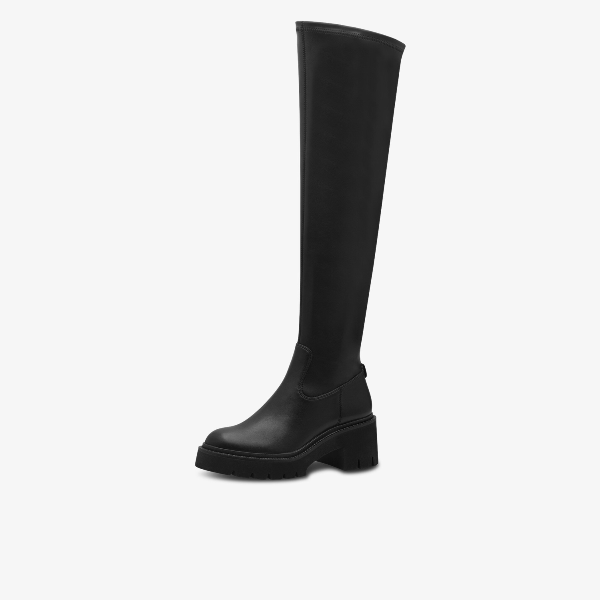 Eleganter, knöchelhoher Schuh mit robustem Absatz und glattem Material, ideal für modischen Komfort