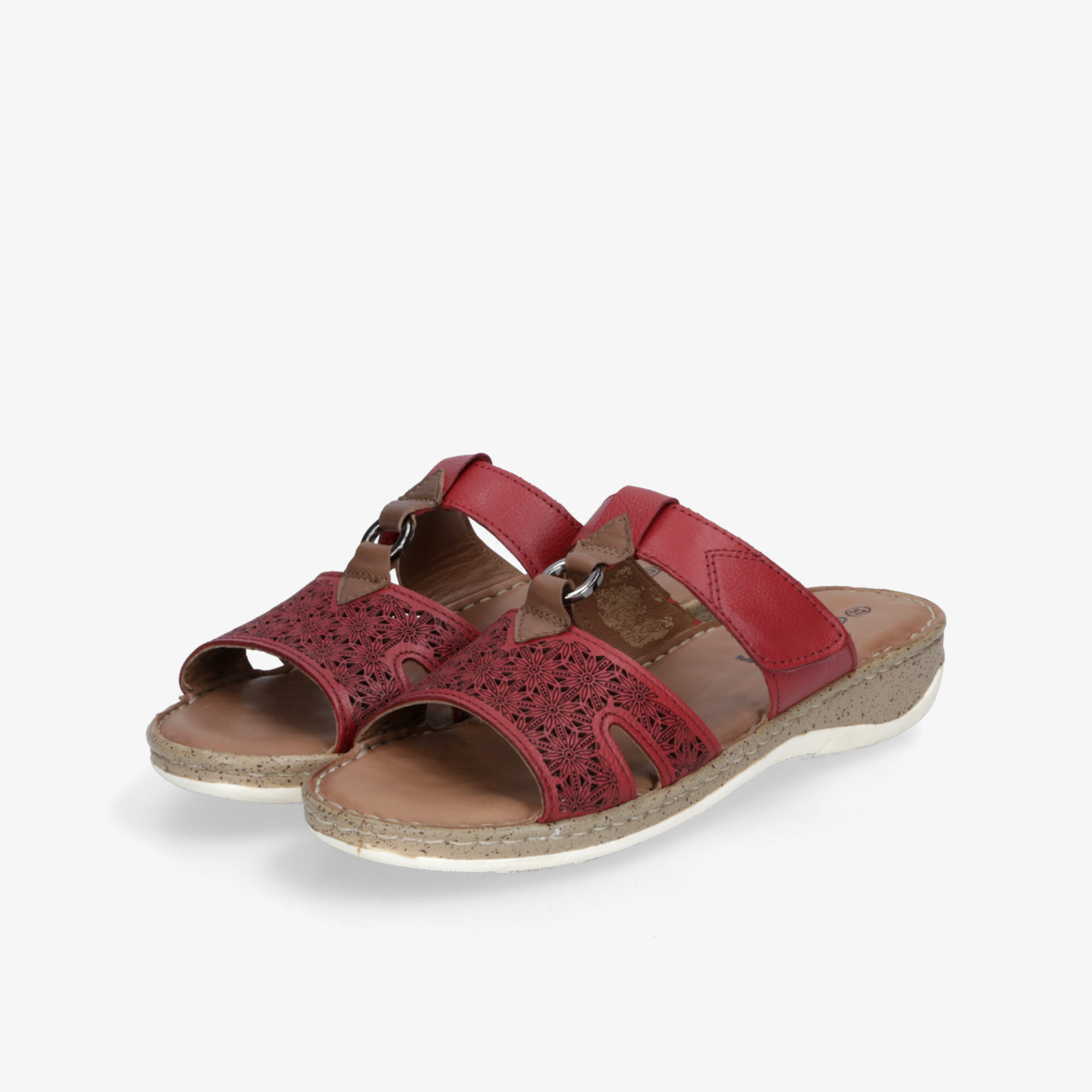 Modische rote Sandalen mit offener Spitze und gepolsterter Innensohle, ideal für bequemen Alltag und sommerlichen Komfort