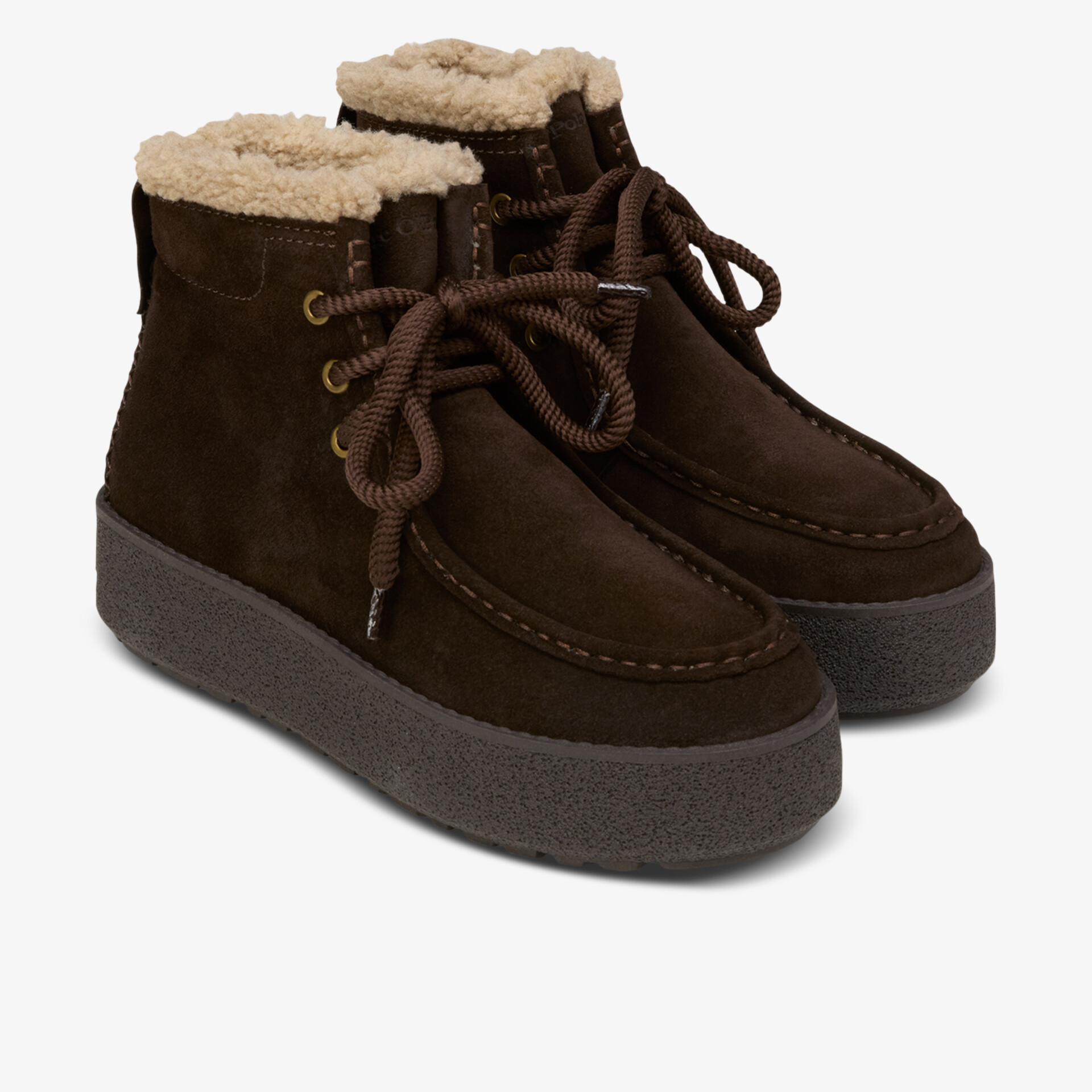 Warme braune Winterstiefel mit weichem Fellfutter und robuster rutschfester Sohle, bequemer Schnürverschluss