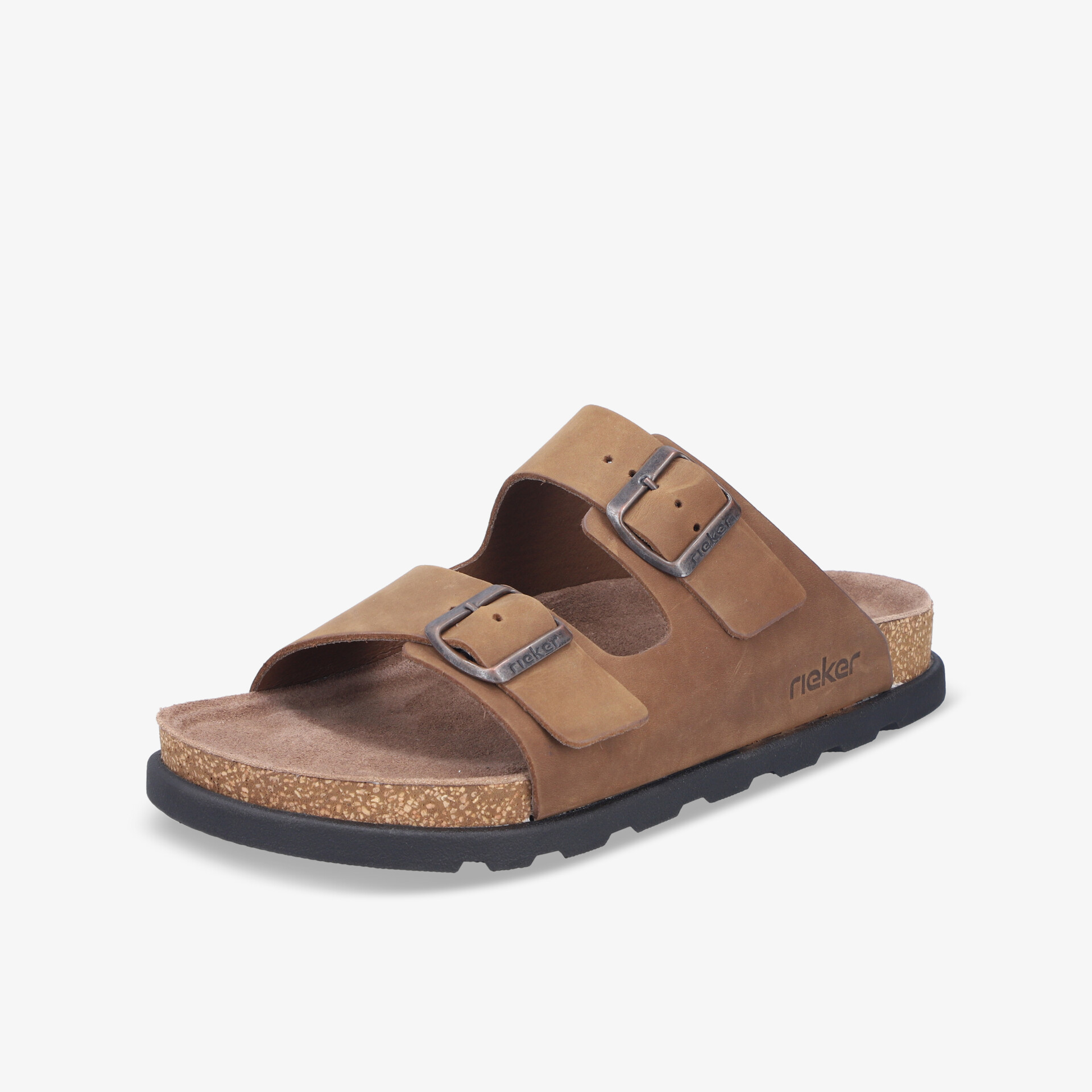Bequeme braune Sandale mit verstellbaren Schnallen, Kork-Fußbett und rutschfester Sohle für optimalen Tragekomfort