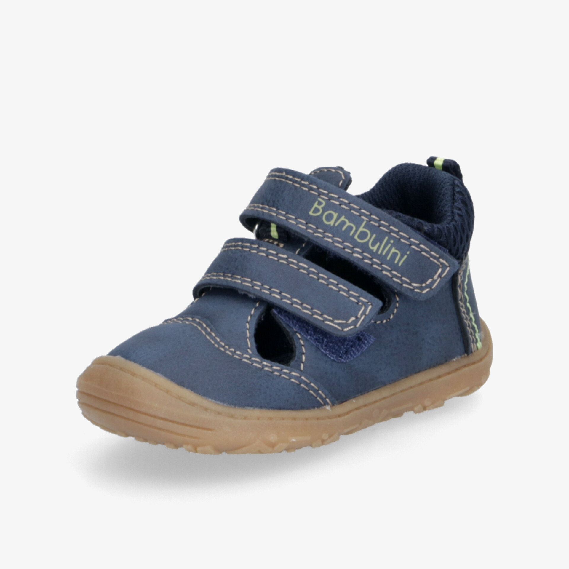 Blauer Kinder Schuh mit Klettverschlüssen, flexible und rutschfeste Sohle, atmungsaktives robustes Material