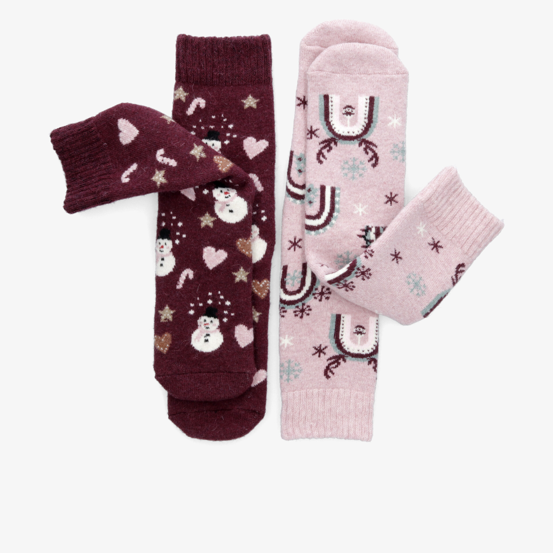 Gemusterte warme Stricksocken im Doppelpack mit weichem Material und komfortablem Sitz für kalte Tage