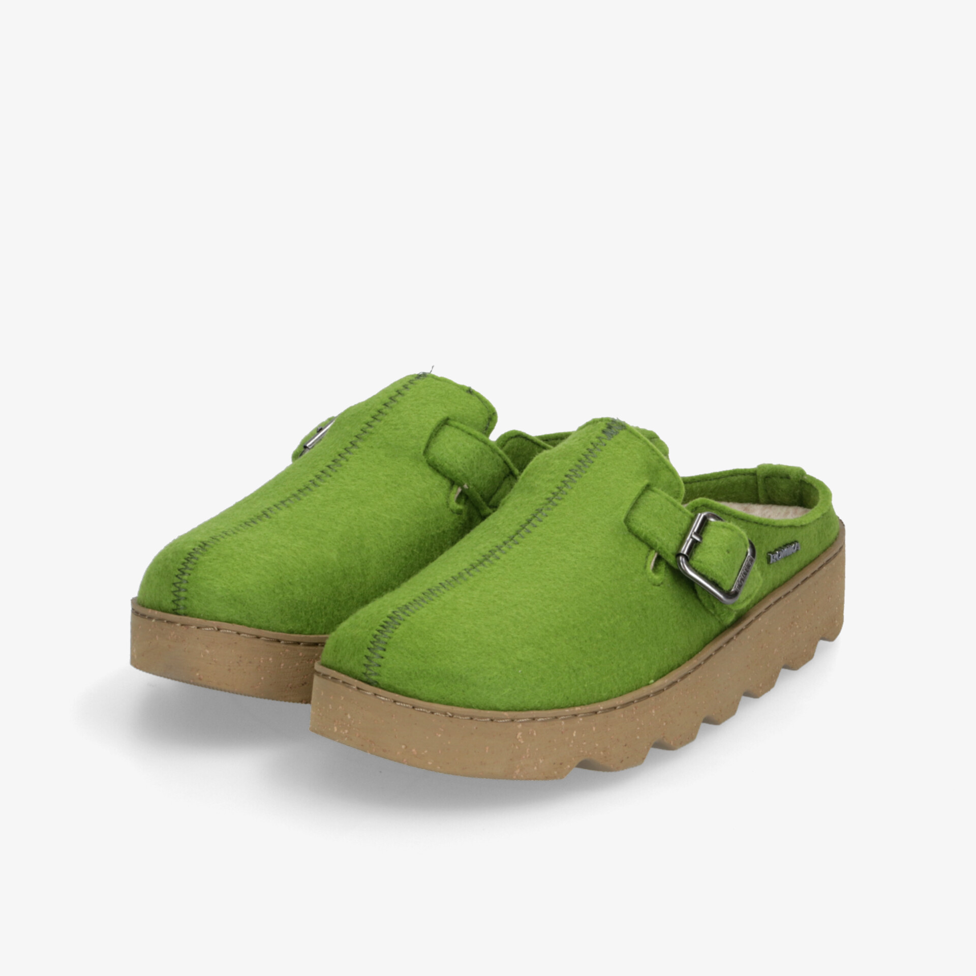 Bequemes grünes Hausschuh-Paar mit verstellbarem Riemen und rutschfester robuster Sohle, weich und warm