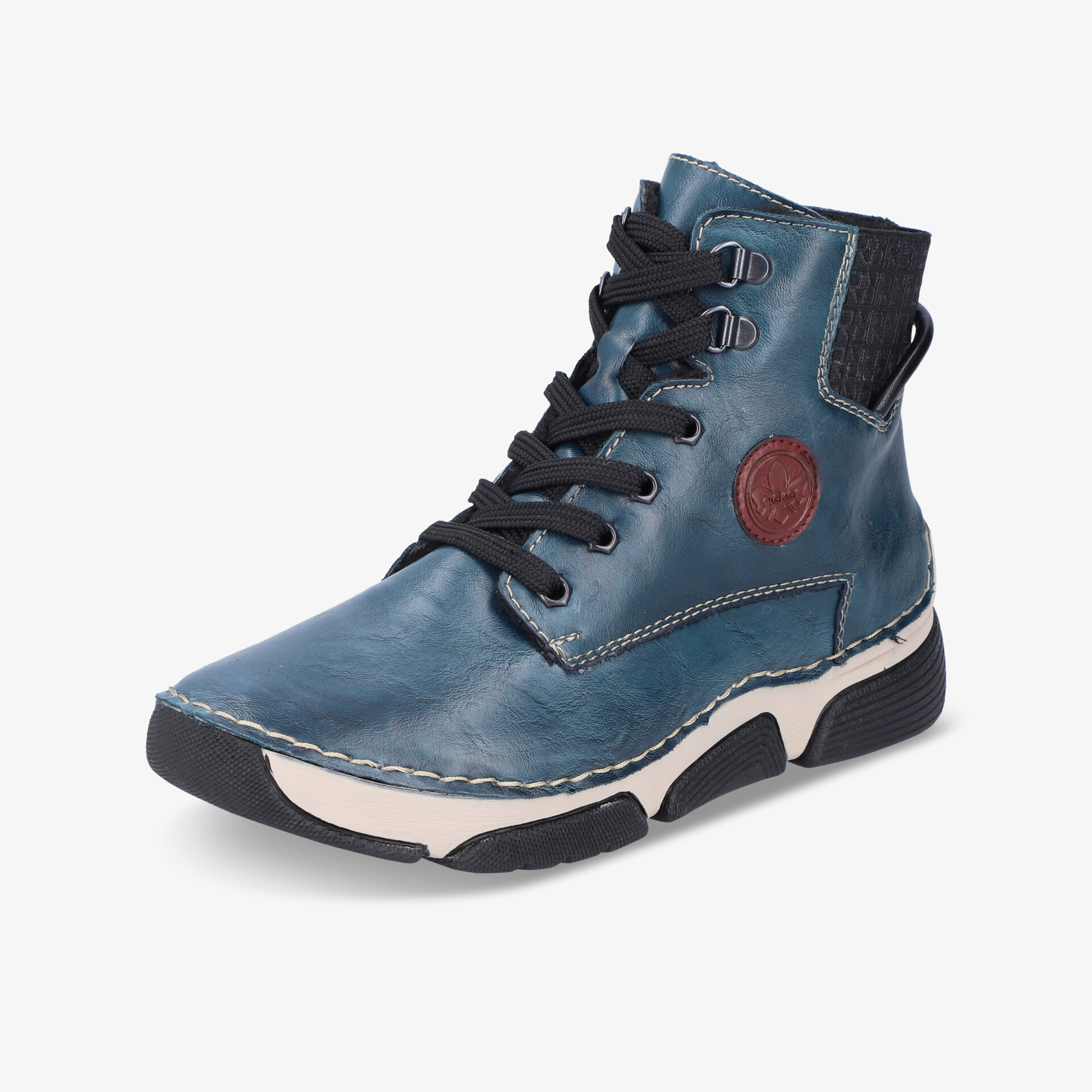 Blauer robuster Sneaker aus Leder mit gepolstertem Schaft und profilierter Sohle für optimalen Komfort und Halt