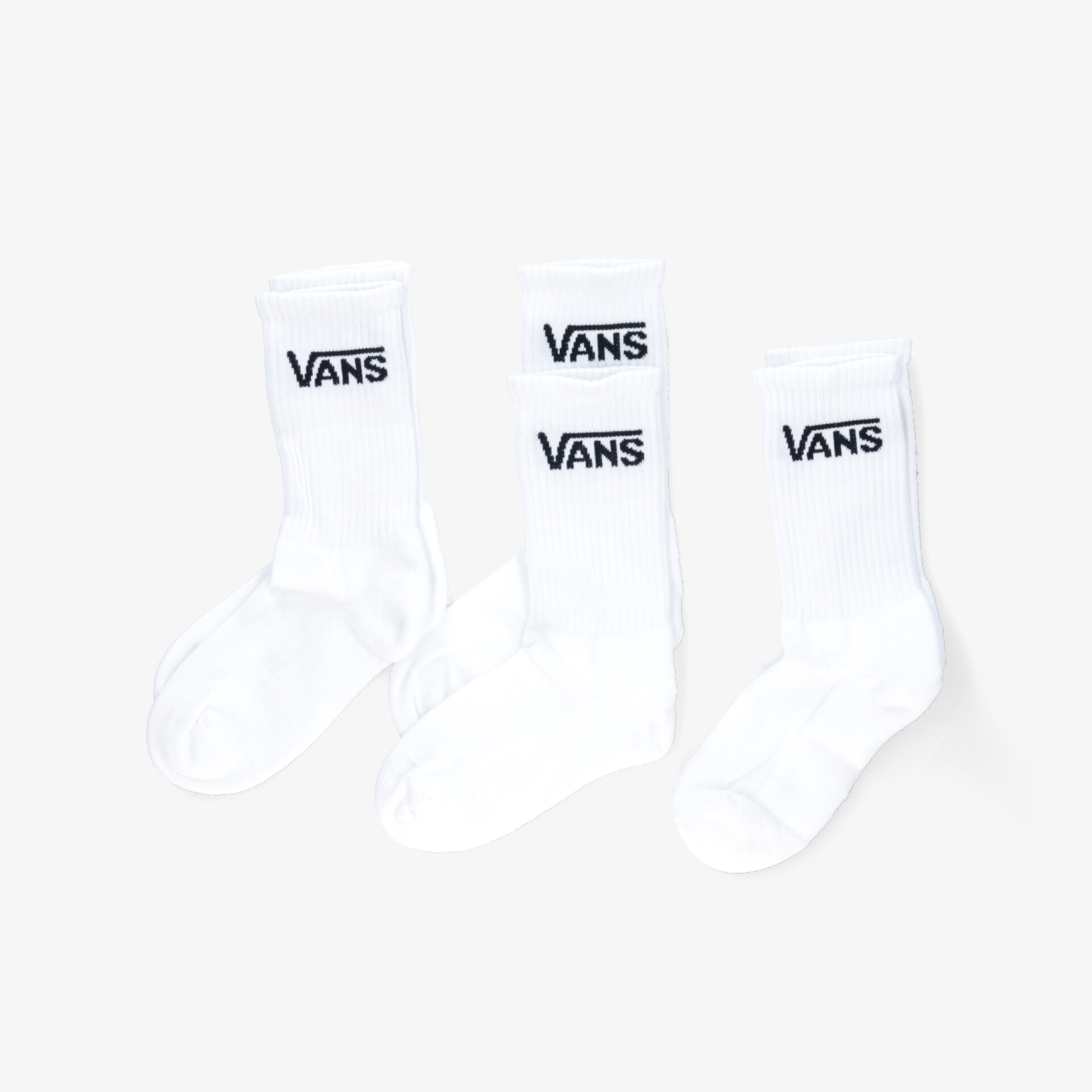 Set aus drei weißen Vans Socken mit Logos, komfortabel, weich und passend für den täglichen Gebrauch