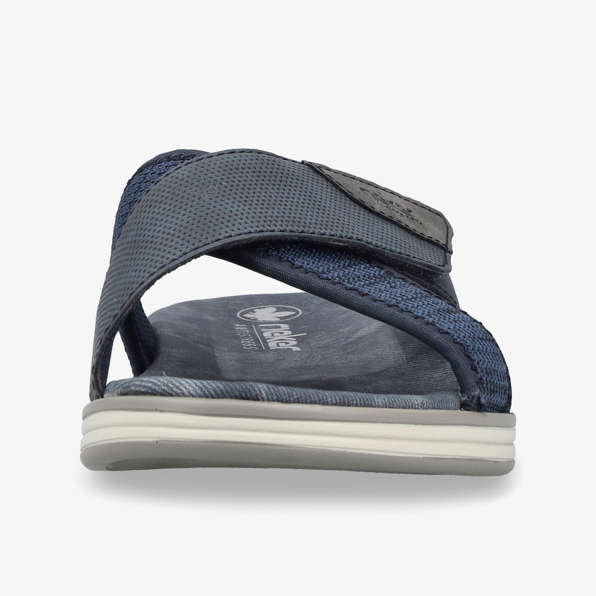 Leichte Sandale mit gepolsterter Sohle und verstellbarem Klettverschluss, sportliches und flexibles Design frontal sichtbar