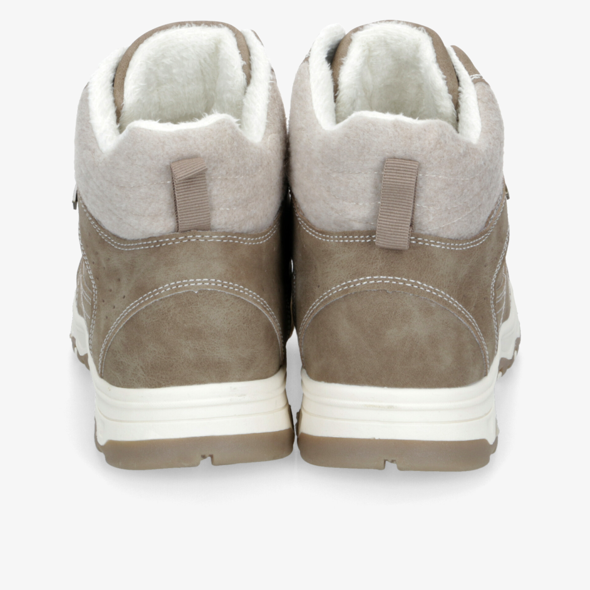 Beiges Paar Winterschuhe mit warmem Futter, rutschfester Sohle und hohem Schaft für optimalen Halt