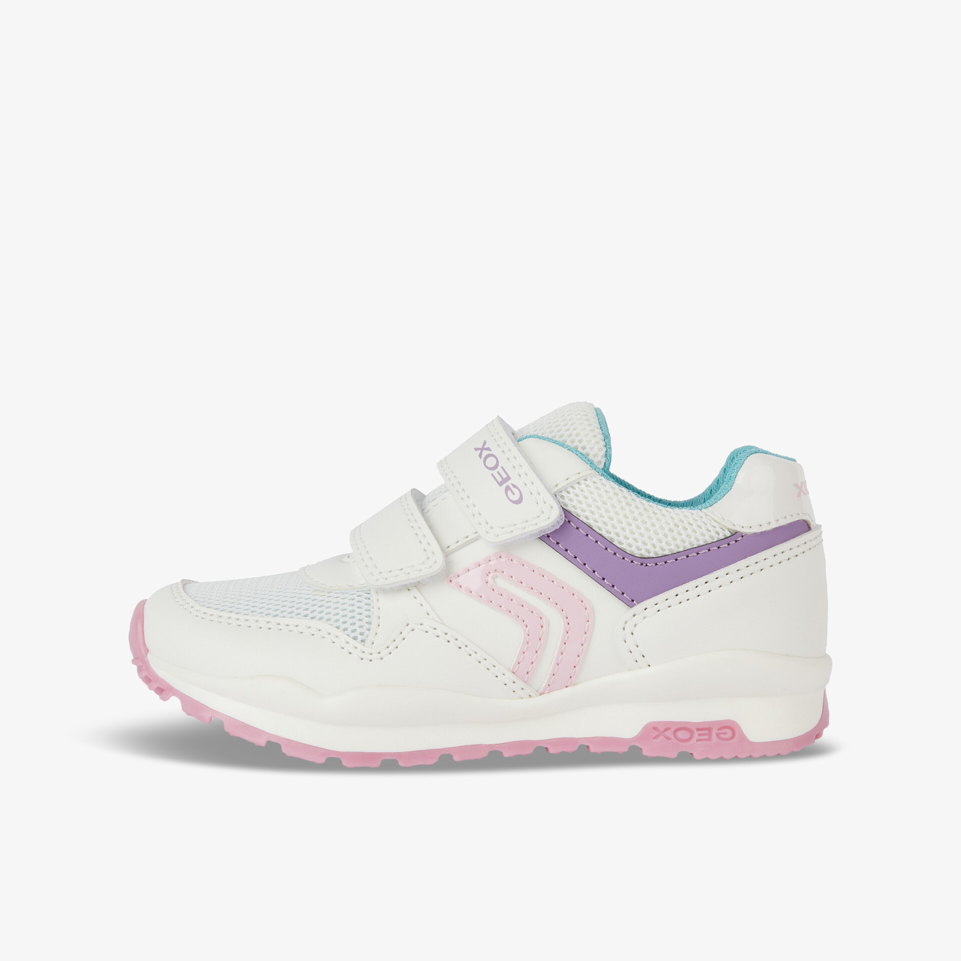 Stylische weiße Turnschuhe mit Klettverschluss und bunten Akzenten für maximalen Komfort und modischen Look.