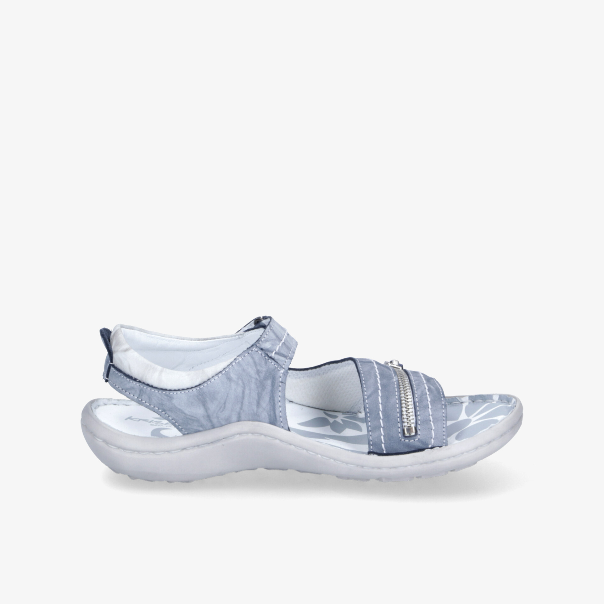 Leichter grauer Sandalenschuh mit verstellbaren Riemen und flexibler Sohle für hohen Tragekomfort