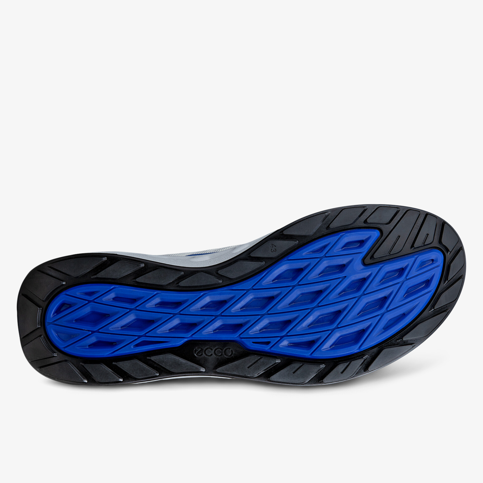 Strapazierfähige, rutschfeste Sohle mit blauer Profilierung in ansprechendem Design