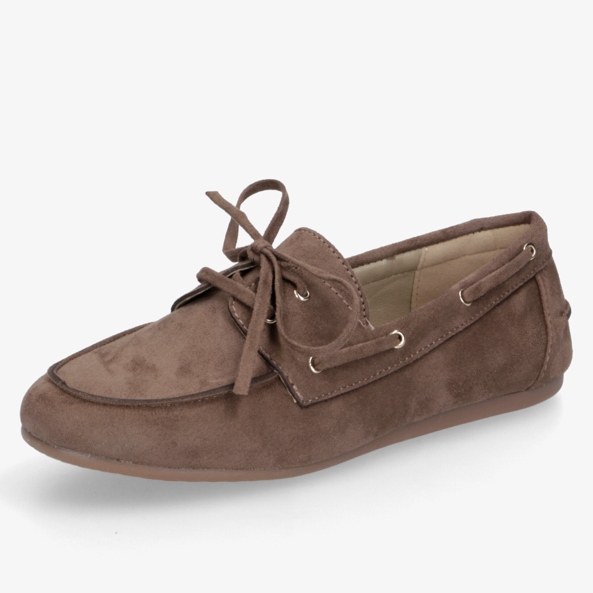 Bequemer brauner Mokassin aus Veloursleder mit flexibler Sohle und eleganter Schnürung für Alltag und Freizeit