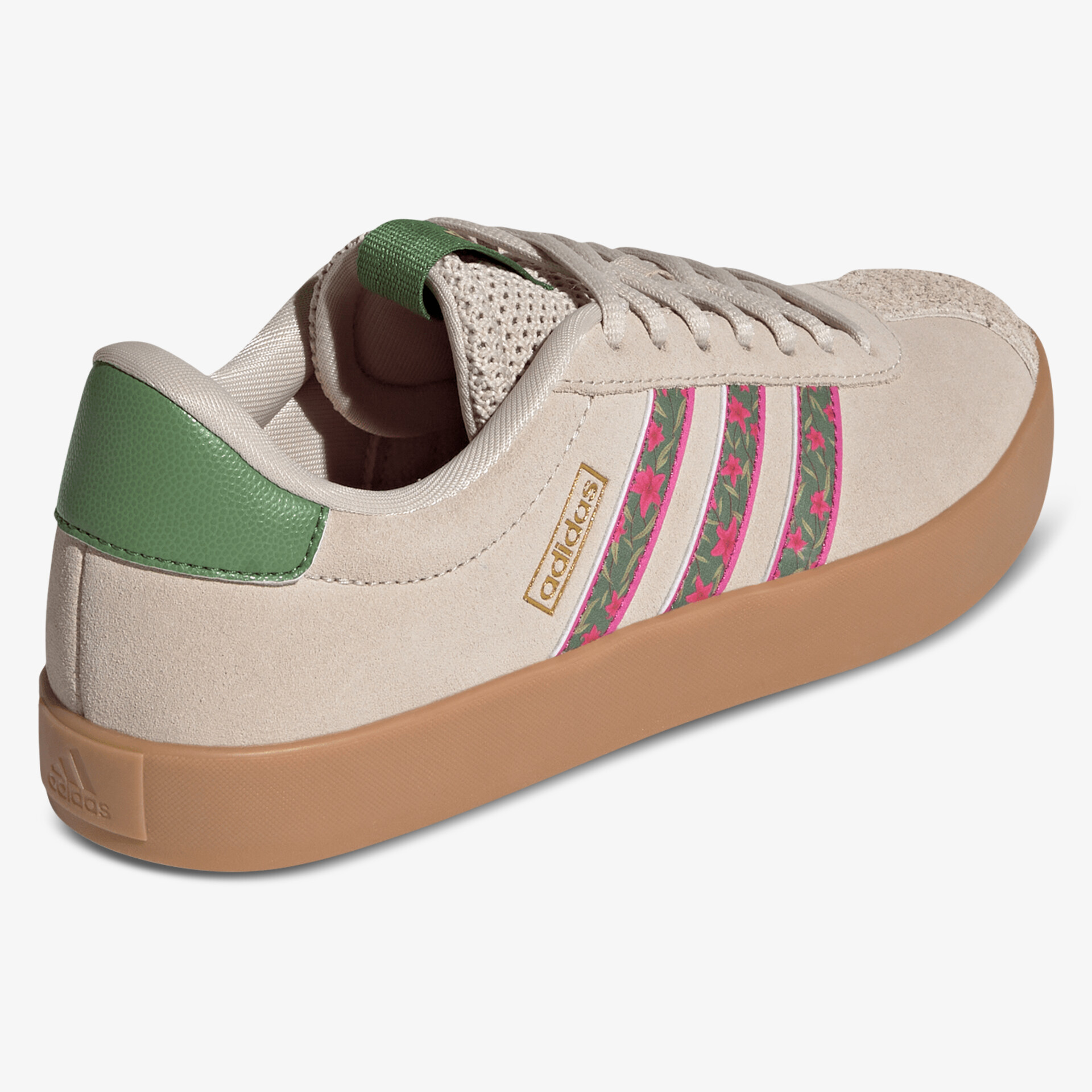 Bequemer Sneaker mit farbigen Streifen und grüner Fersenkappe, rutschfeste Gummisohle für Alltag und Freizeit