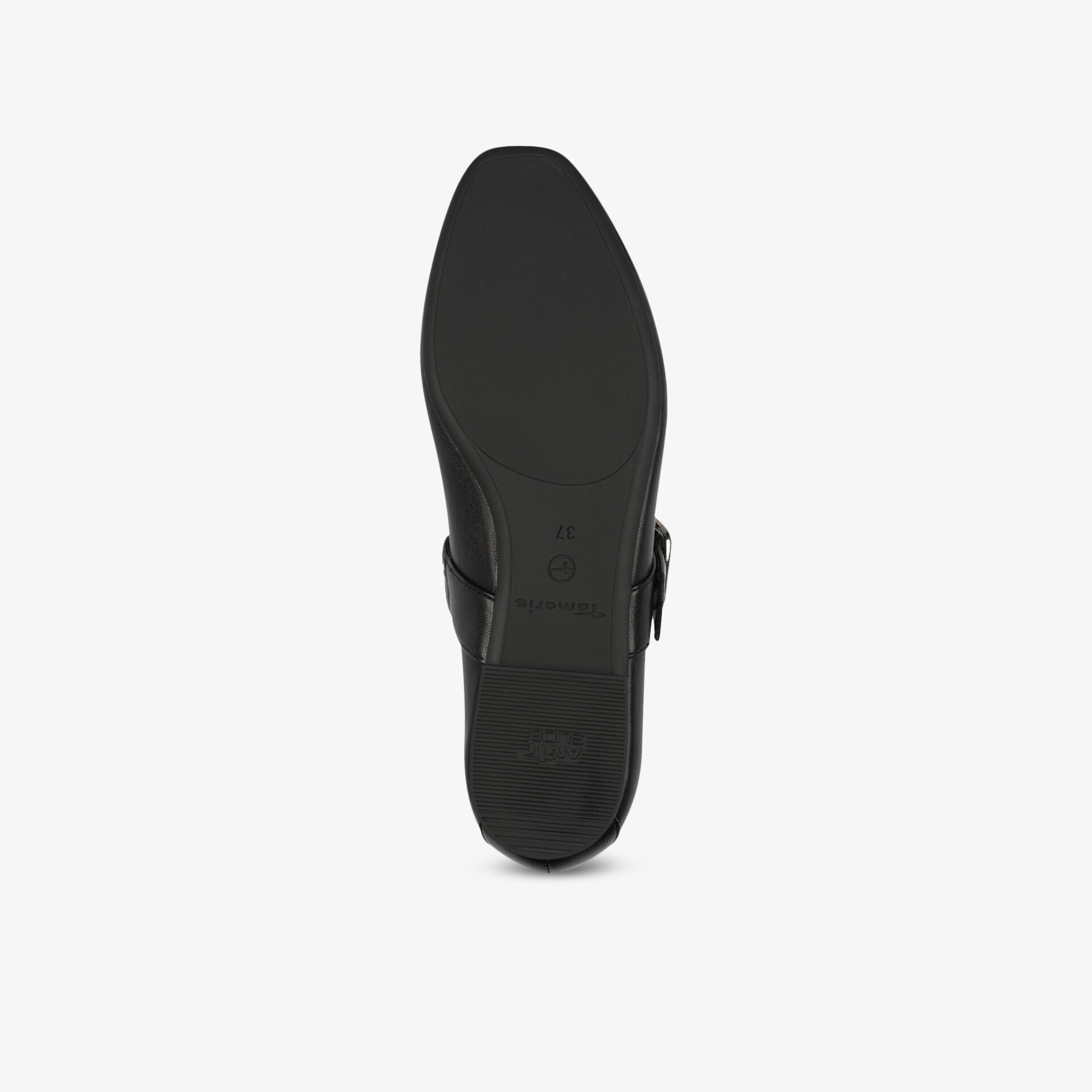 Robuste und rutschfeste schwarze Schuhsohle mit elegantem Profil für sicheren Halt und hohen Komfort